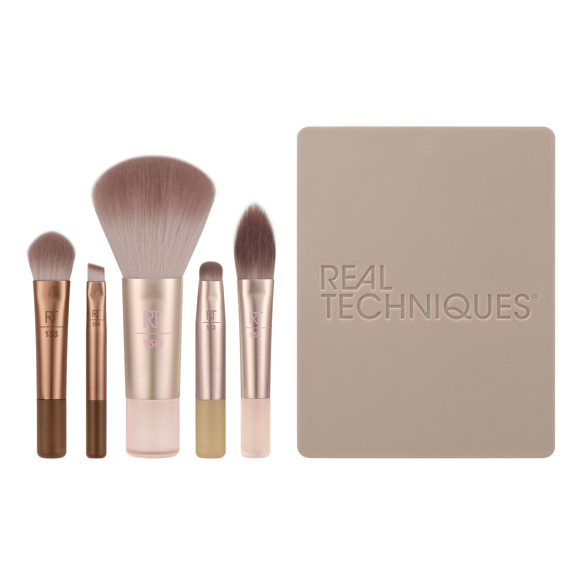 Real Techniques Set 5 mini pennelli make-up da viaggio con specchietto