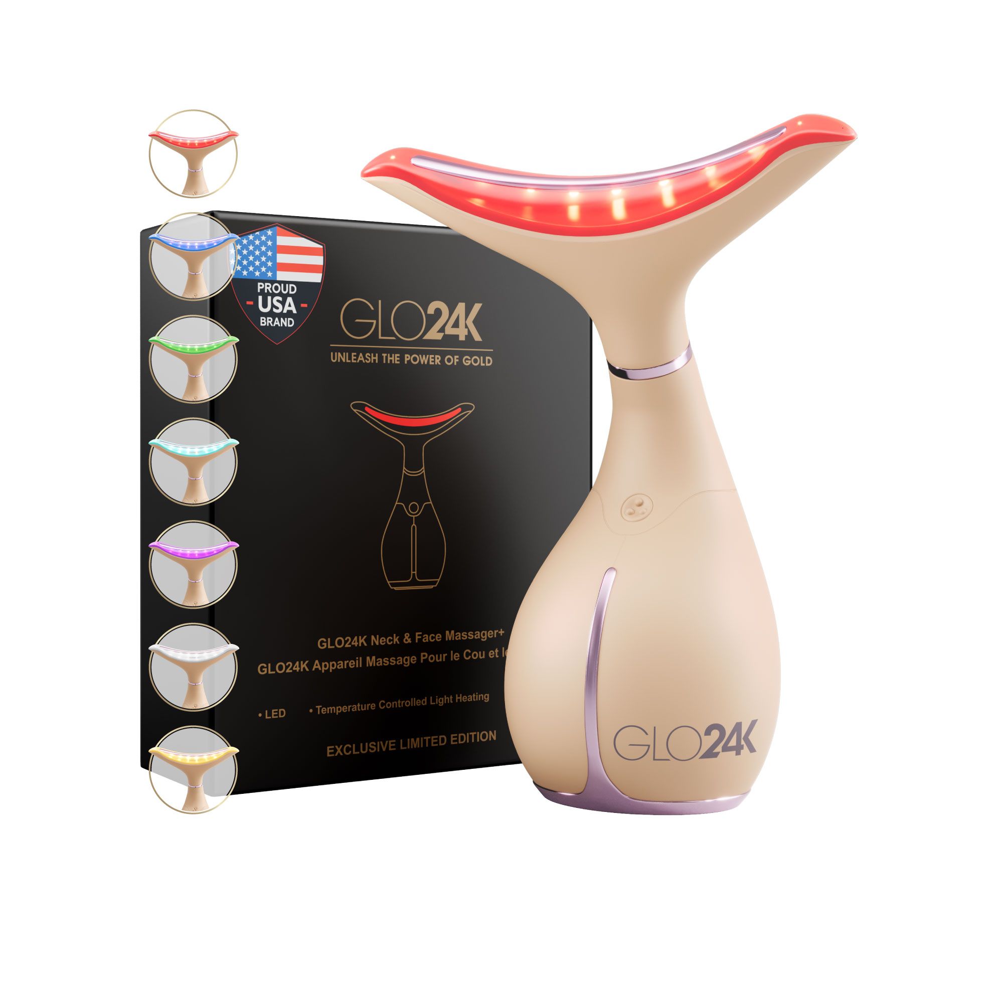 Glo24k
Dispositivo di
bellezza viso e collo
LED a 7 colori
