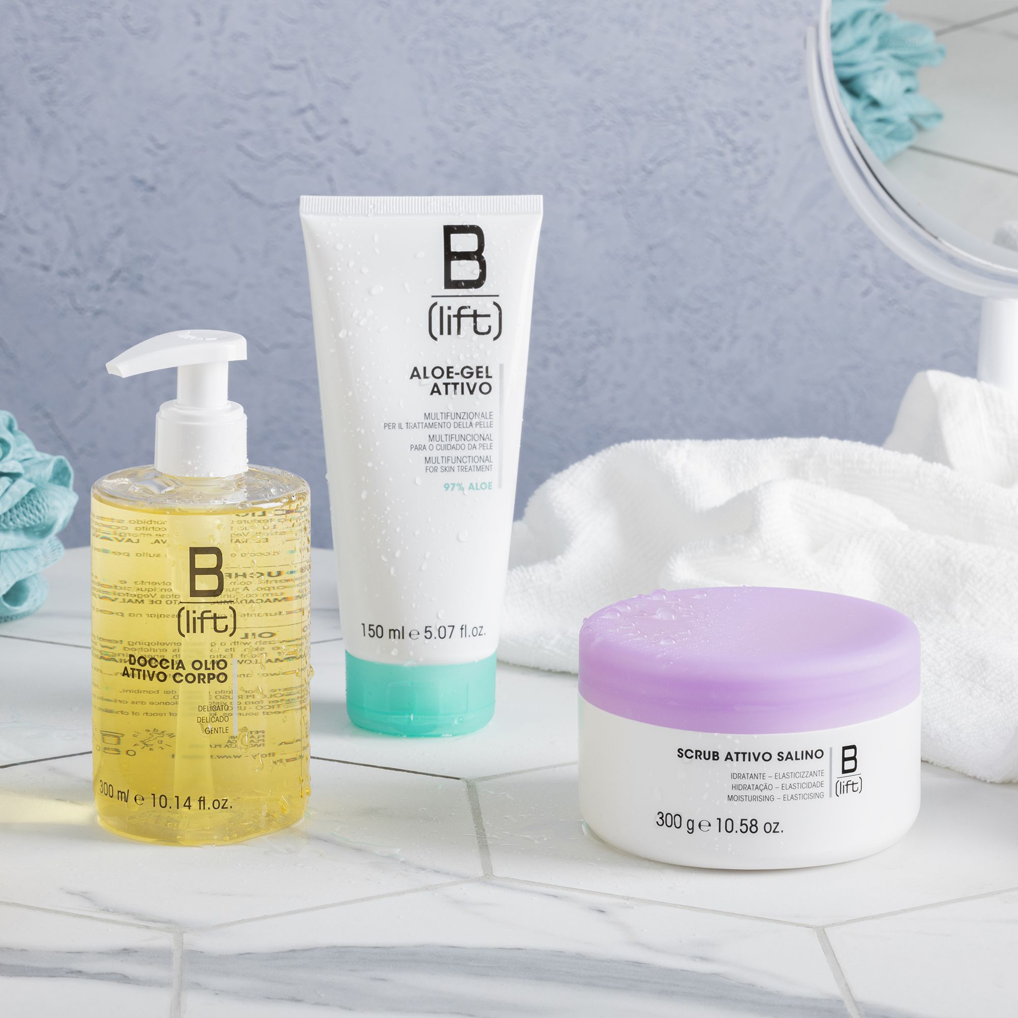 QVC Syrio B-LIFT Kit idratante: scrub salino bagnoschiuma Aloe-gel