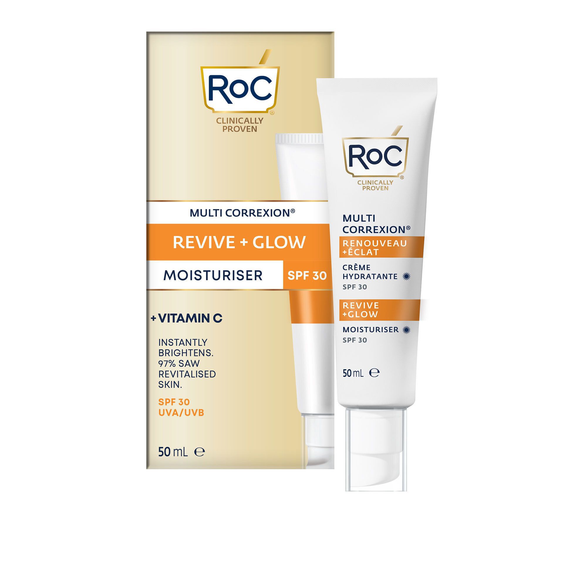 QVC RoC Trattamento viso giorno Revive+Glow con SPF30