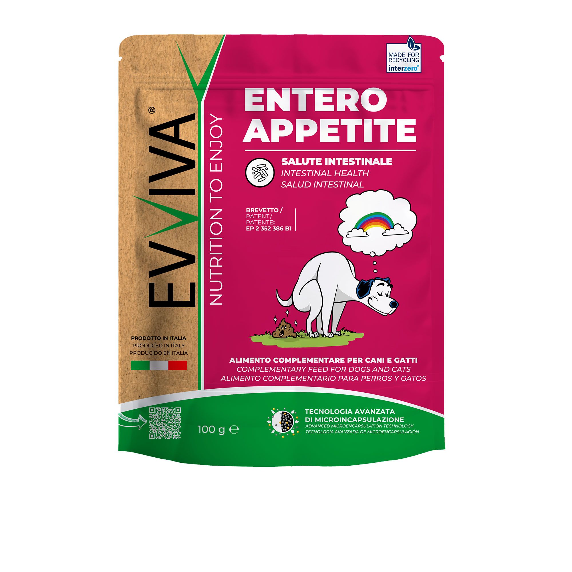 Evviva Pet
Integratore per
cani supporto salute
intestinale (100g)