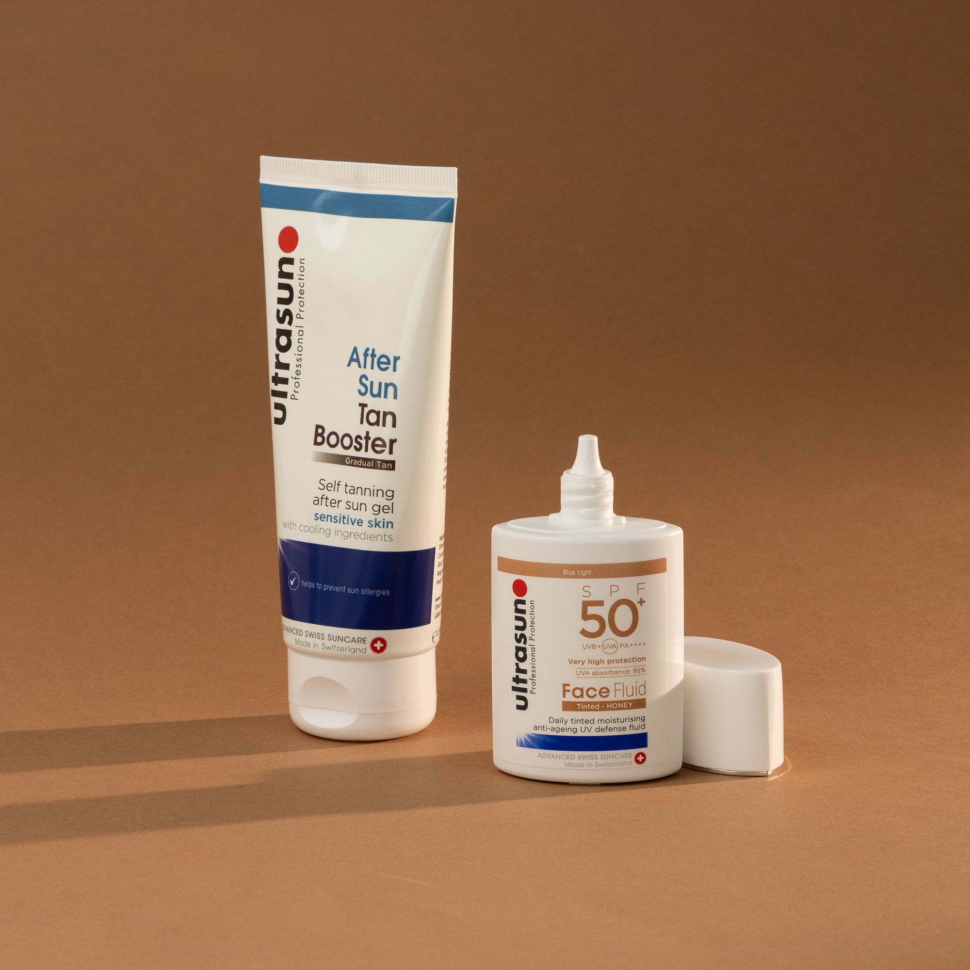 Ultrasun
Solare viso SPF50+
(40ml) e doposole
Tan Booster (100ml)