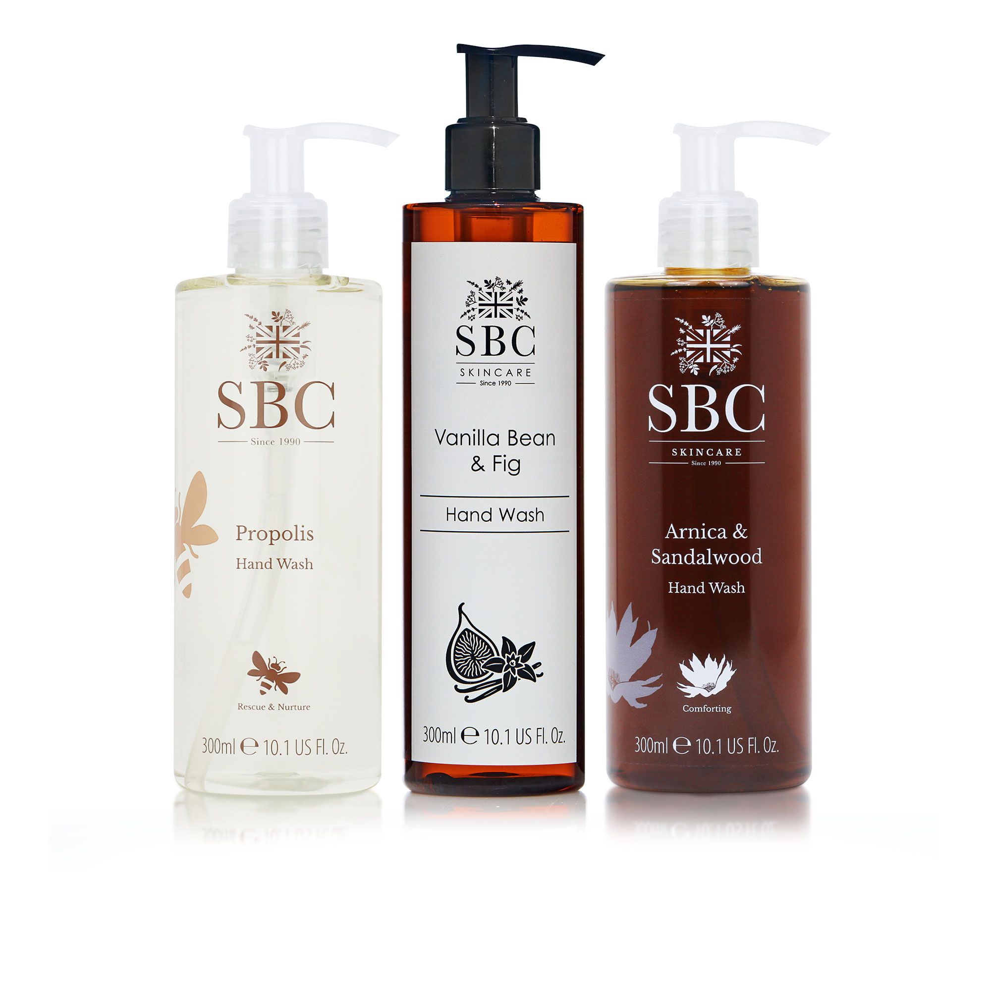 SBC 3 saponi mani: Vaniglia, Propoli e Arnica (3x300ml)