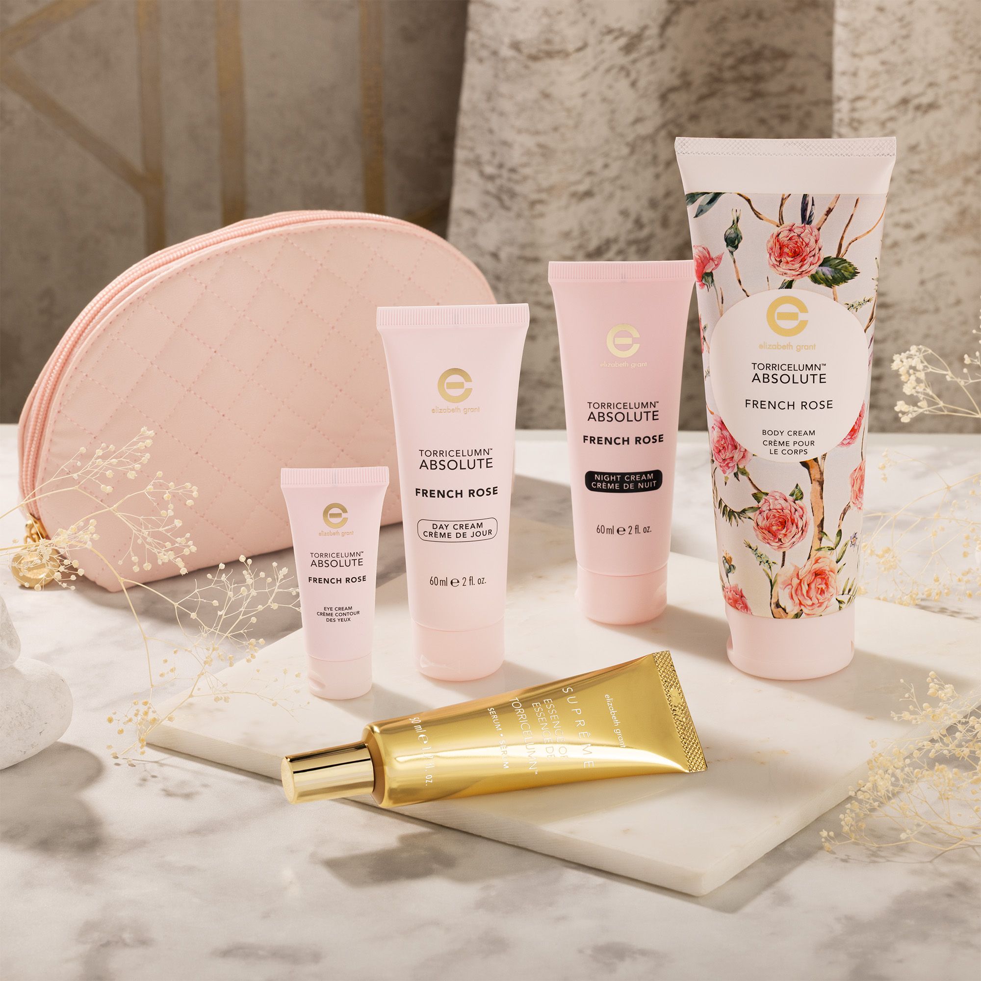 Elizabeth Grant French Rose crema giorno, notte, occhi e Supreme Essence