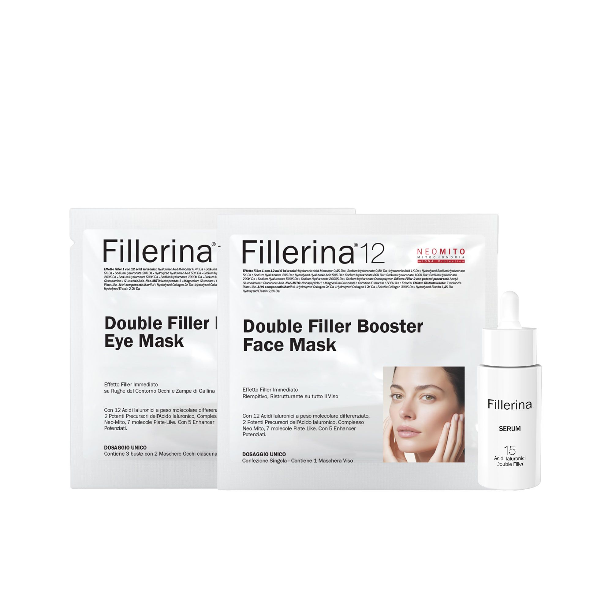 Fillerina
Siero concentrato
Grado 5, maschera
viso e maschera occhi