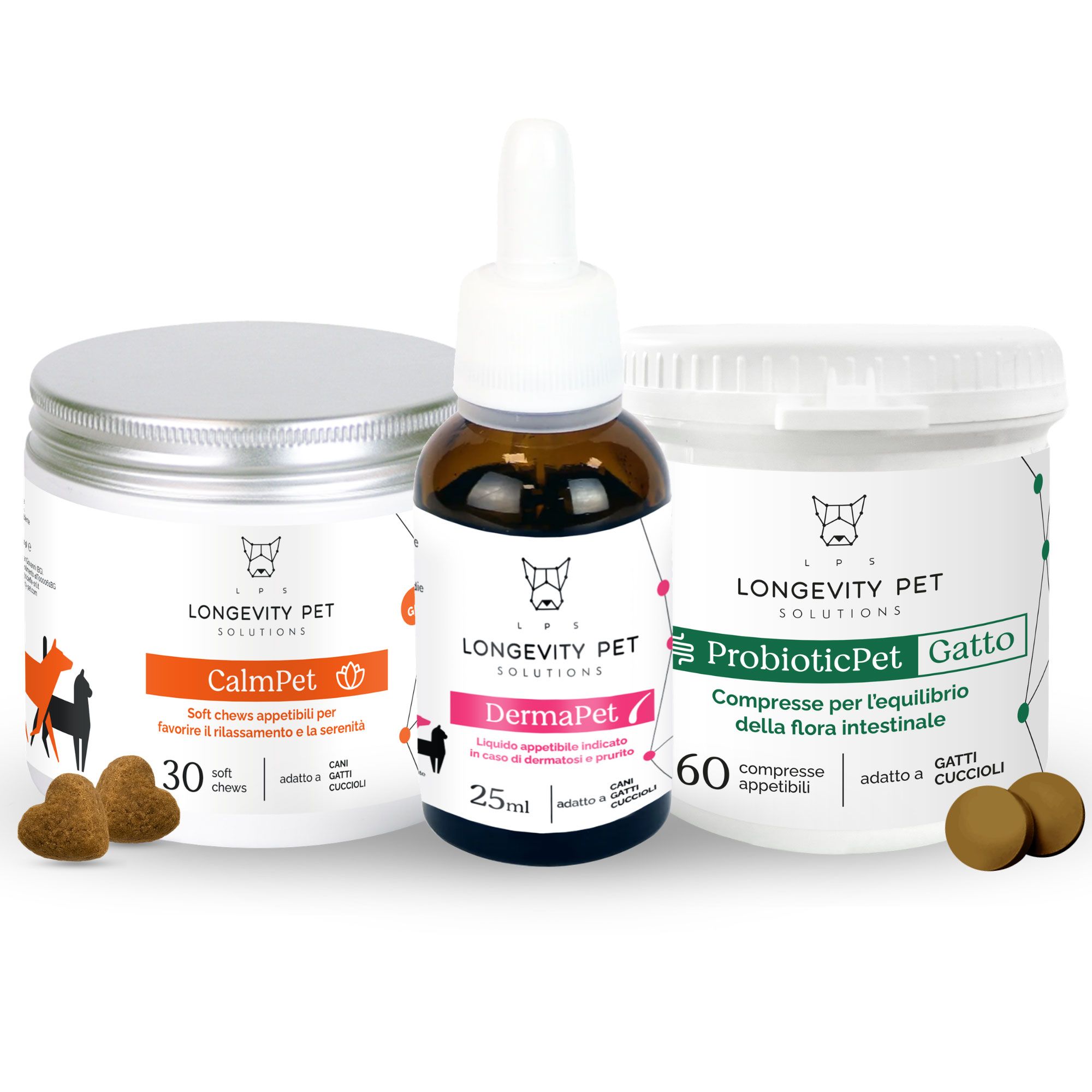 Longevity Pet
ProbioticPet Gatto
+ DermaPet
+ Calma Pet