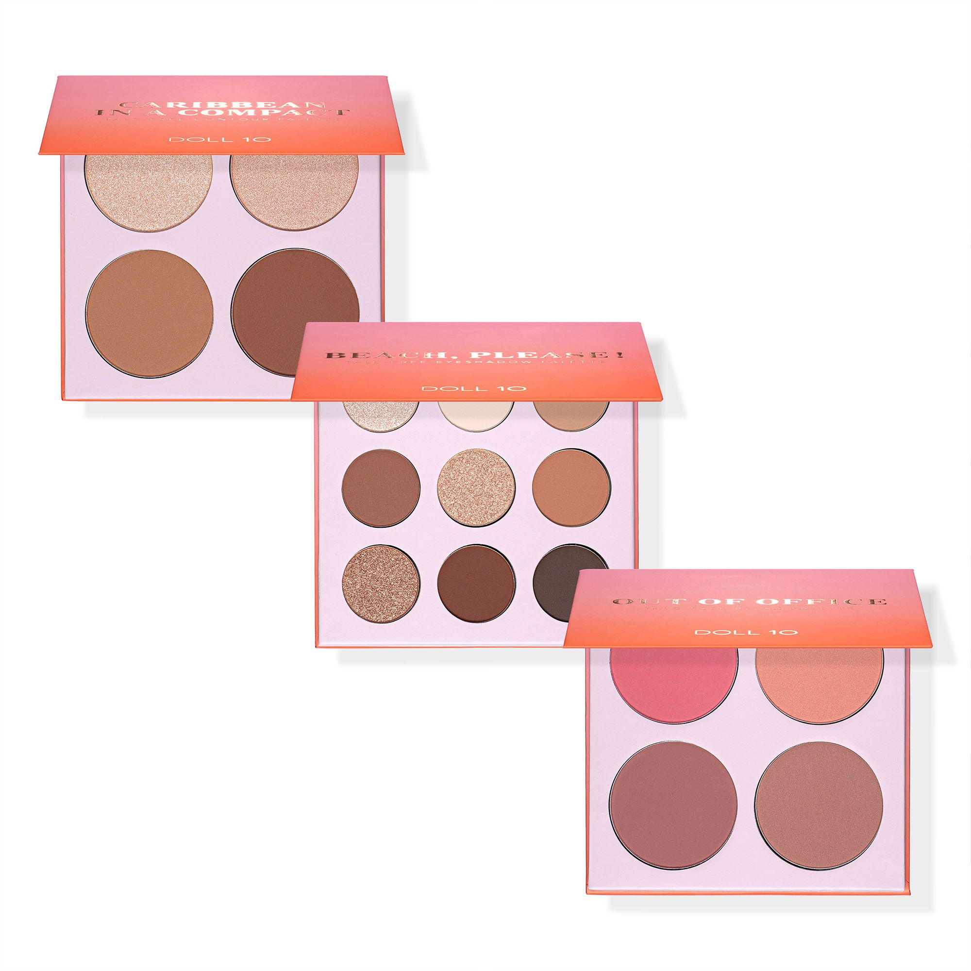 Doll10
Palette Trio:
ombretti, bronzer
e illuminanti, blush