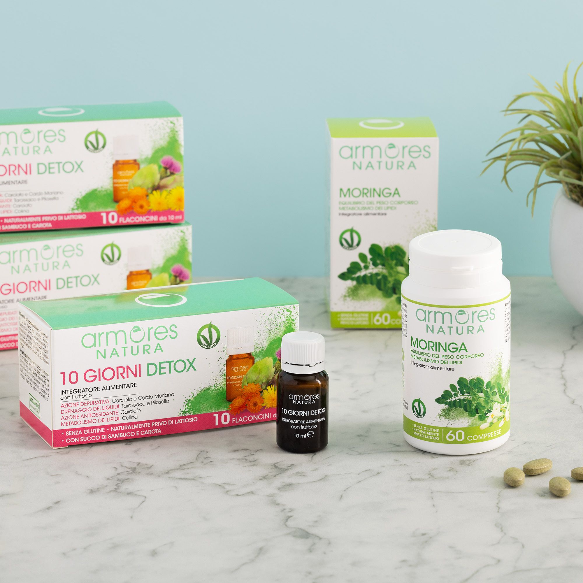 Armores NATURA
Kit integratori:
10 giorni Detox (3pz)
e Moringa