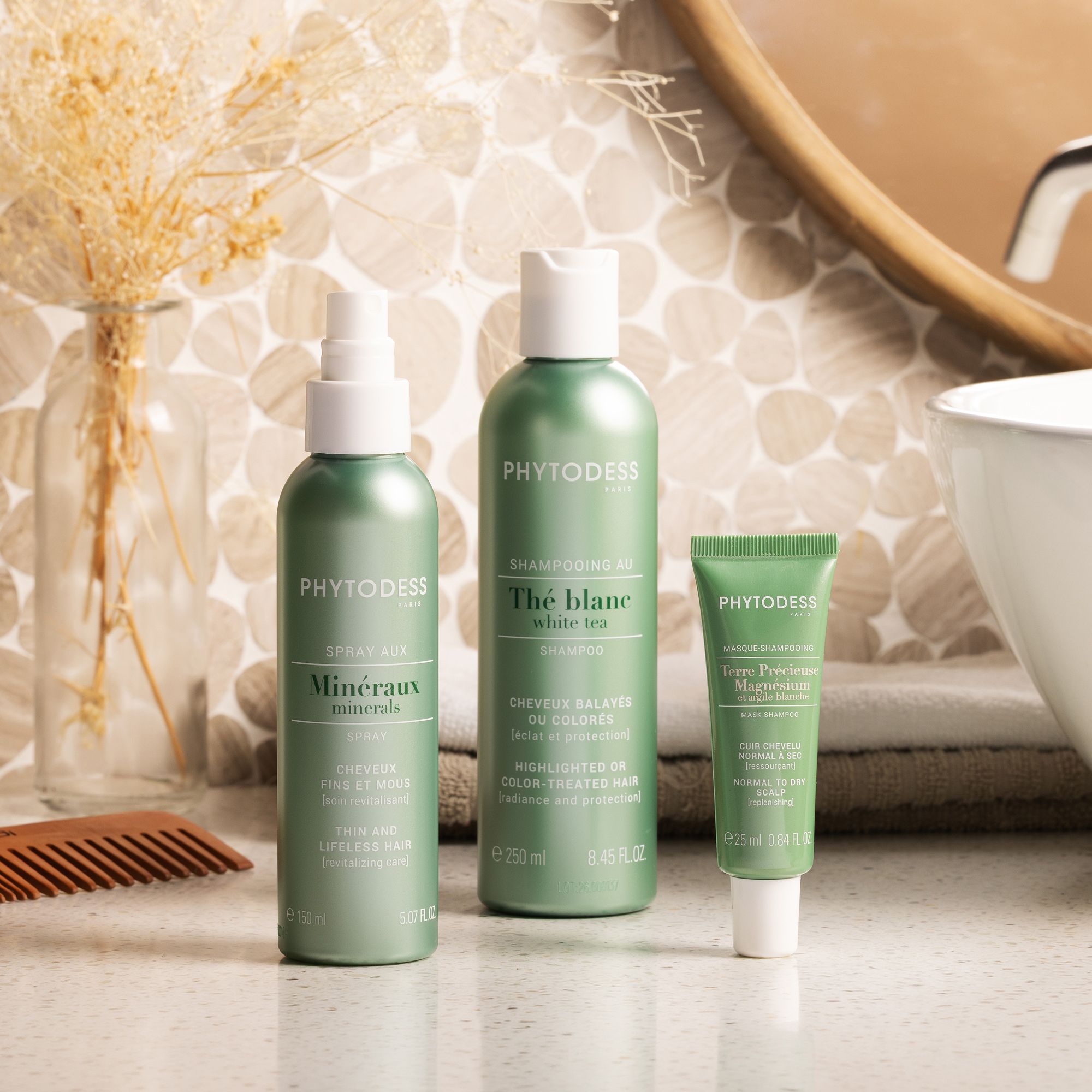 Phytodess Paris
Kit capelli: shampoo,
al Tè Bianco, spray
Minerals, maschera