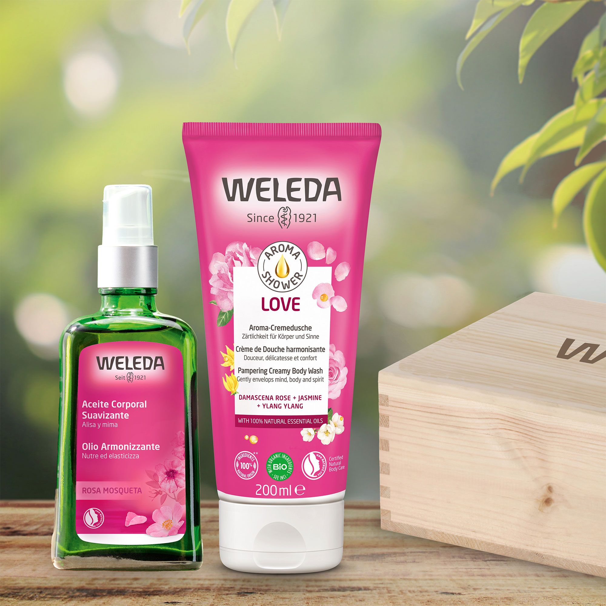 Image of Weleda Bagnoschiuma Doccia Love e Olio Rosa con scatola061