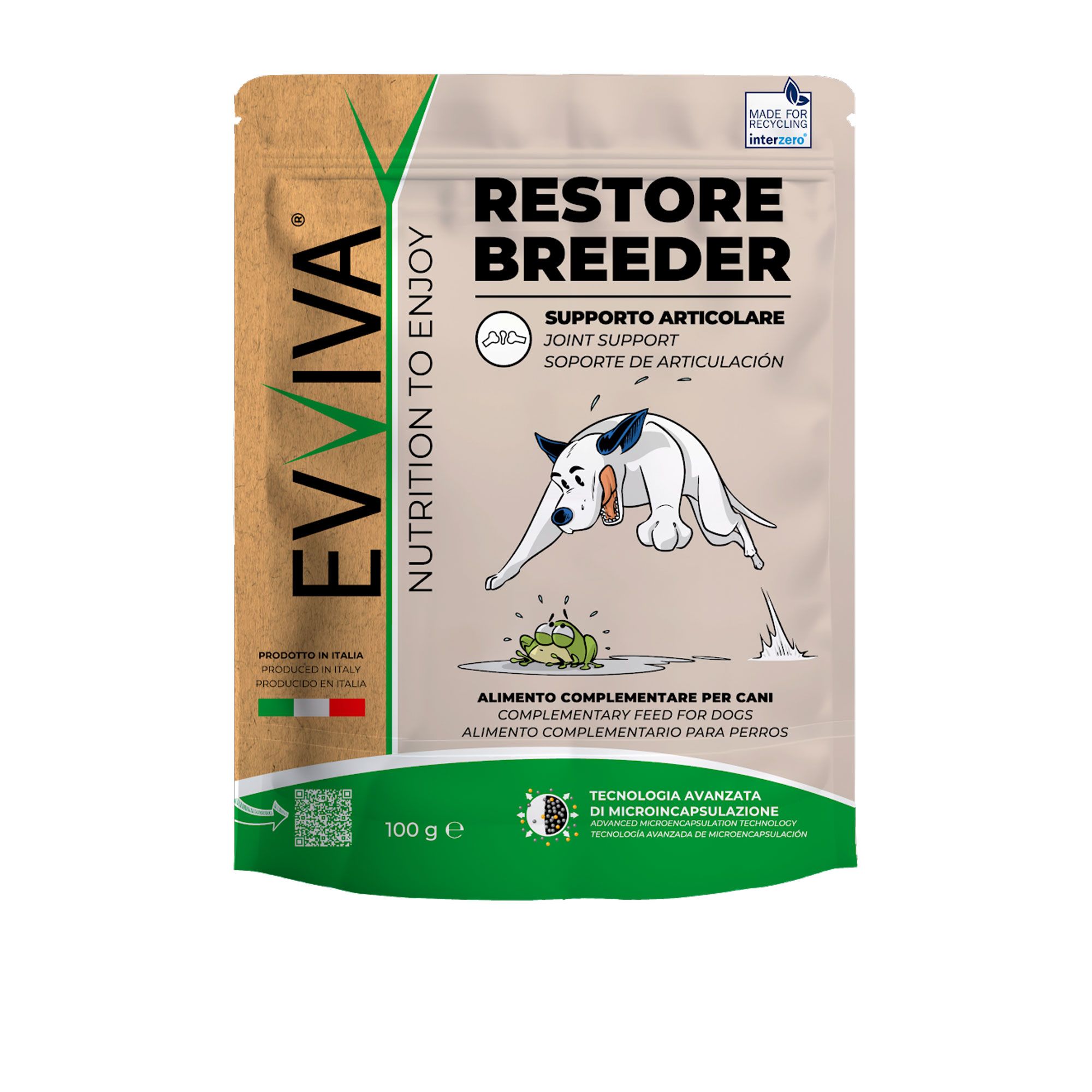Evviva Pet
Integratore
per cani supporto
articolazioni (100g)