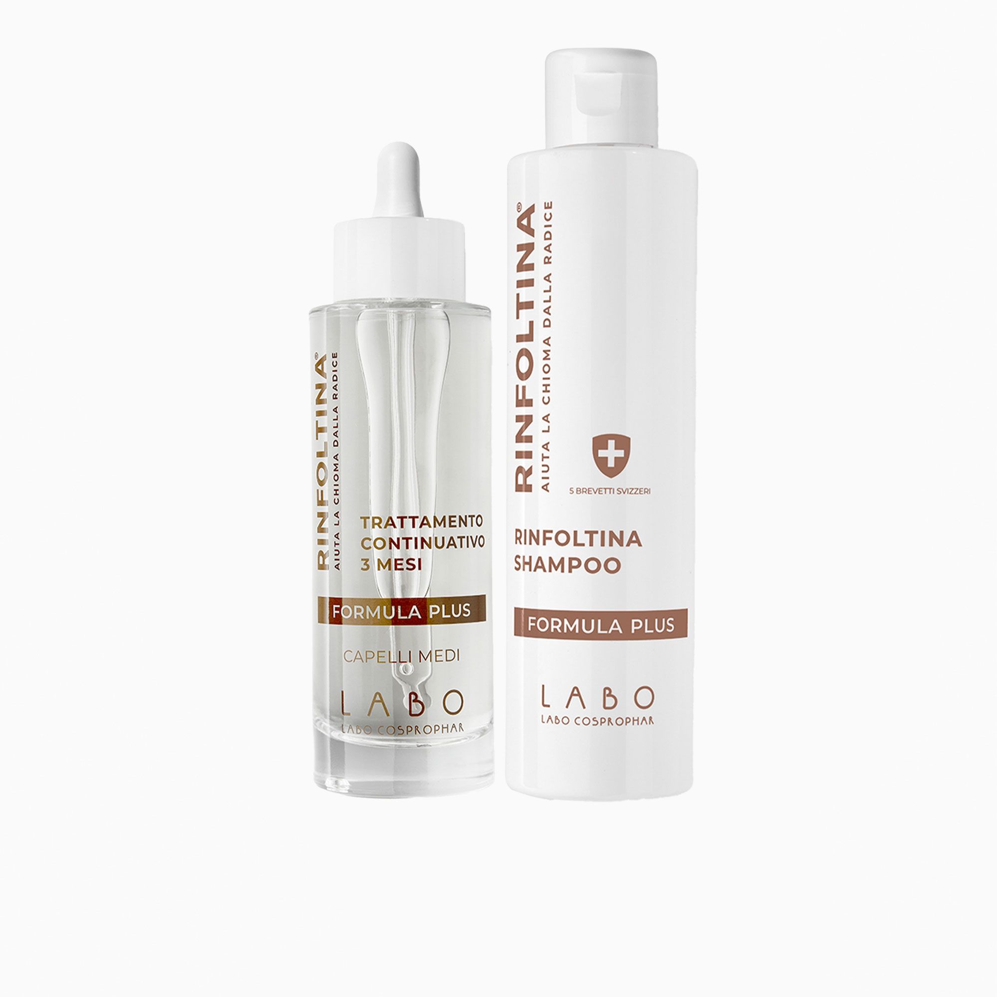 Rinfoltina®
Plus kit:
trattamento e shampoo
(100 ml; 200 ml)