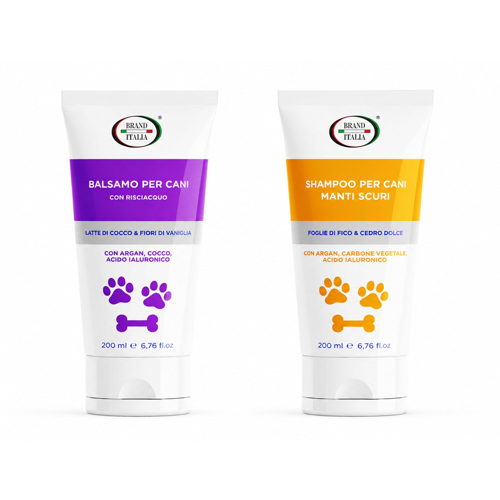 Brand Italia
Shampoo per cani
a manto scuro (200ml)
+ balsamo (200ml)