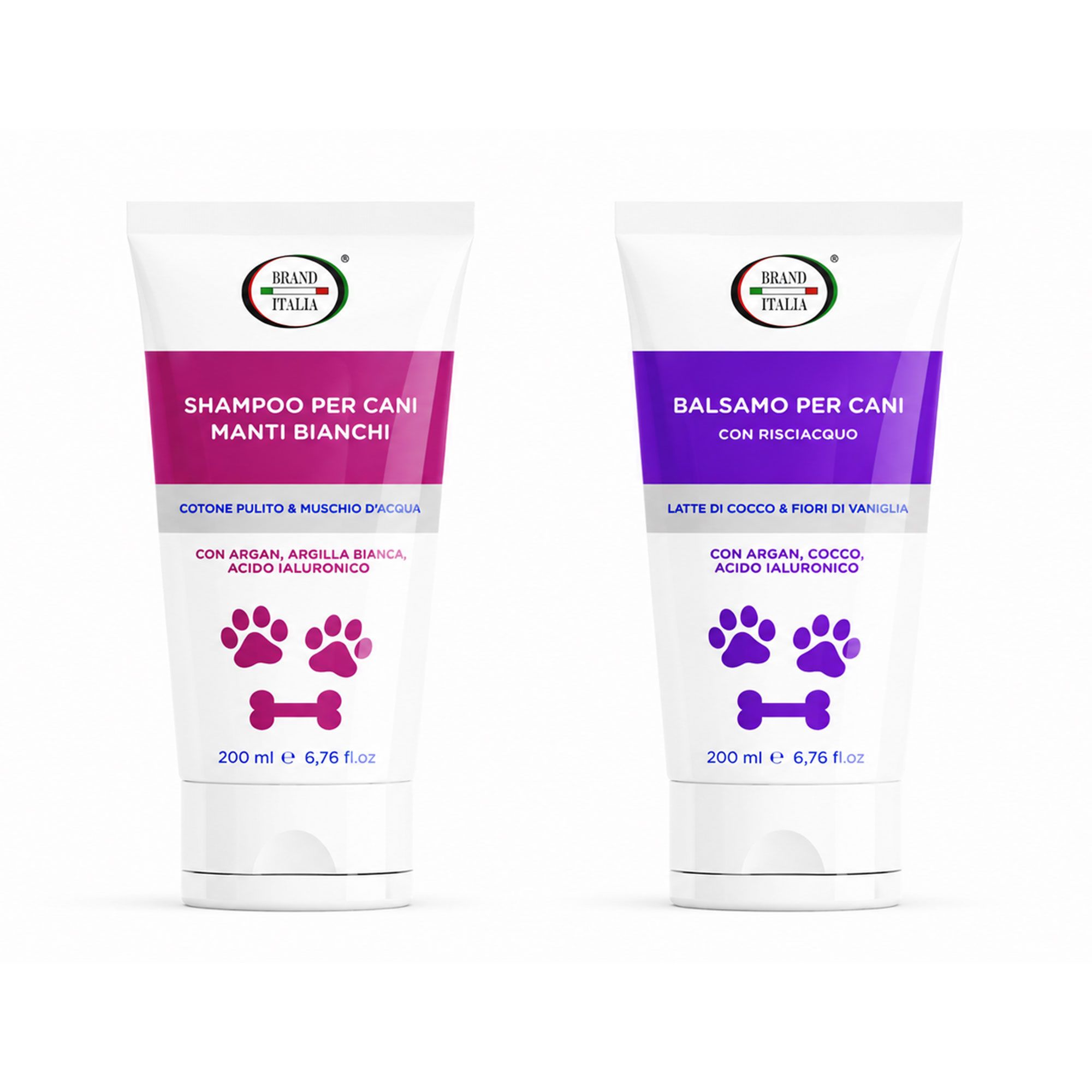 Brand Italia
Shampoo per cani
manti bianchi (200ml)
+ balsamo (200ml)