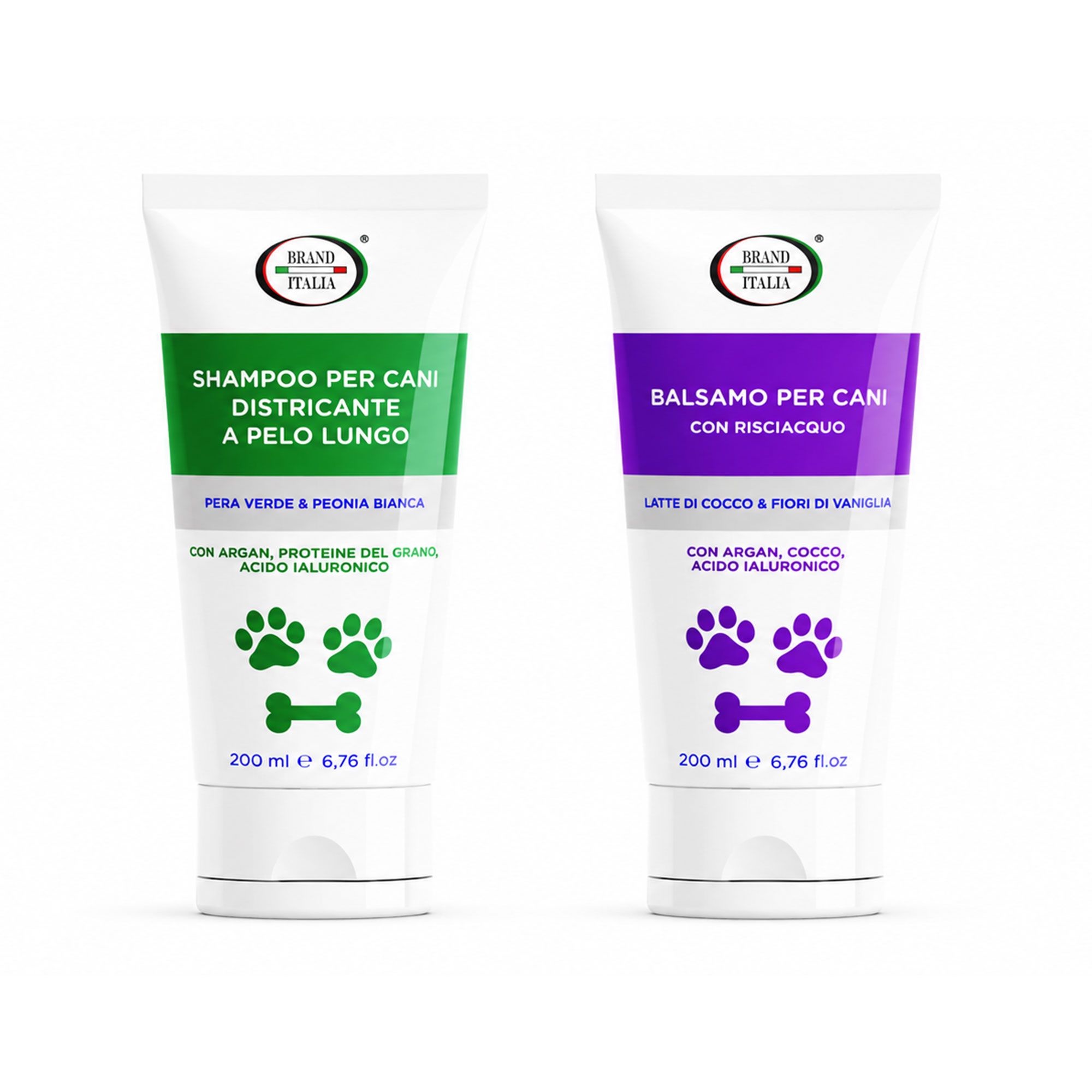 Brand Italia
Shampoo per cani 
a pelo lungo (200ml)
+ balsamo (200ml)