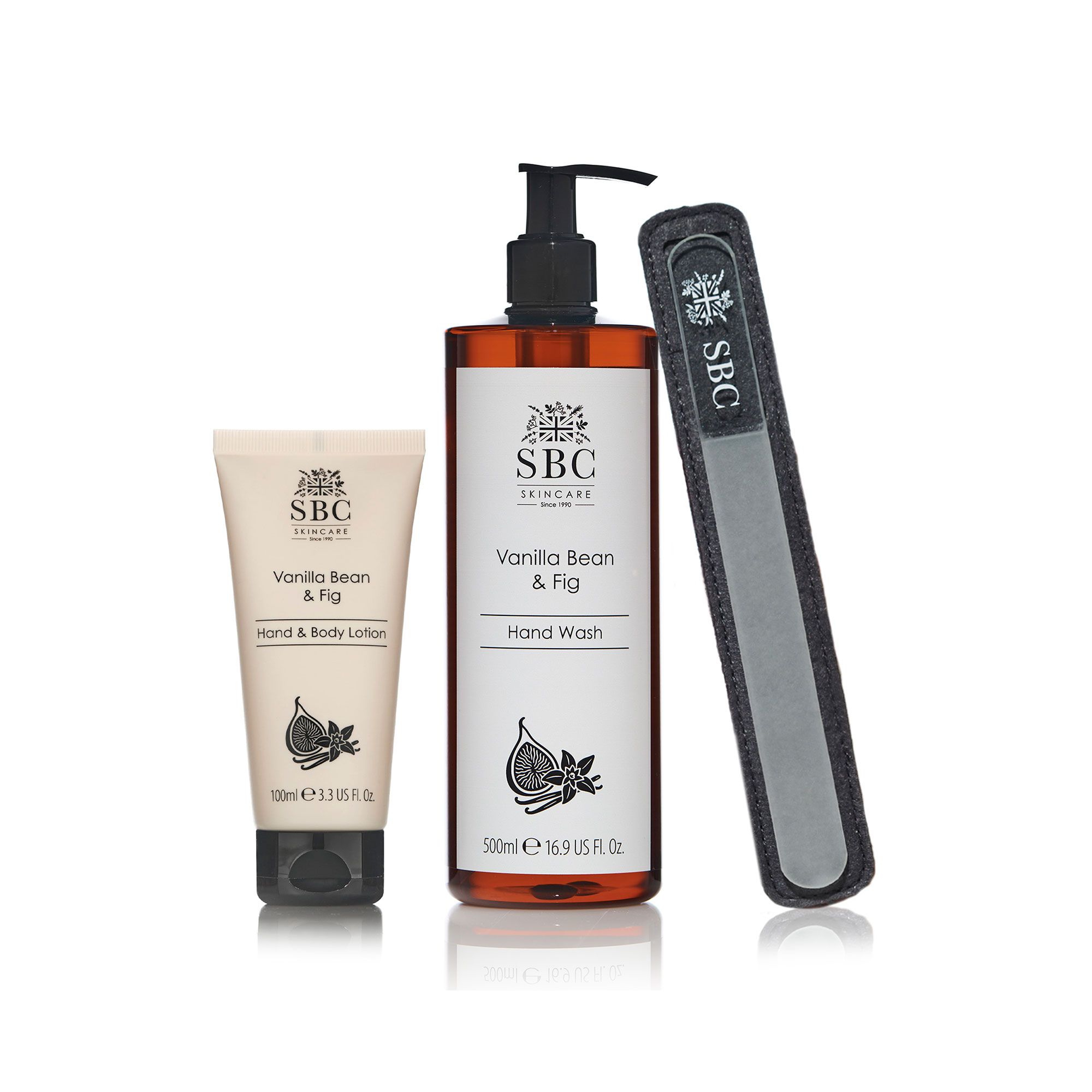 SBC
Sapone mani (500ml)
+ lozione (100ml) +
lima unghie