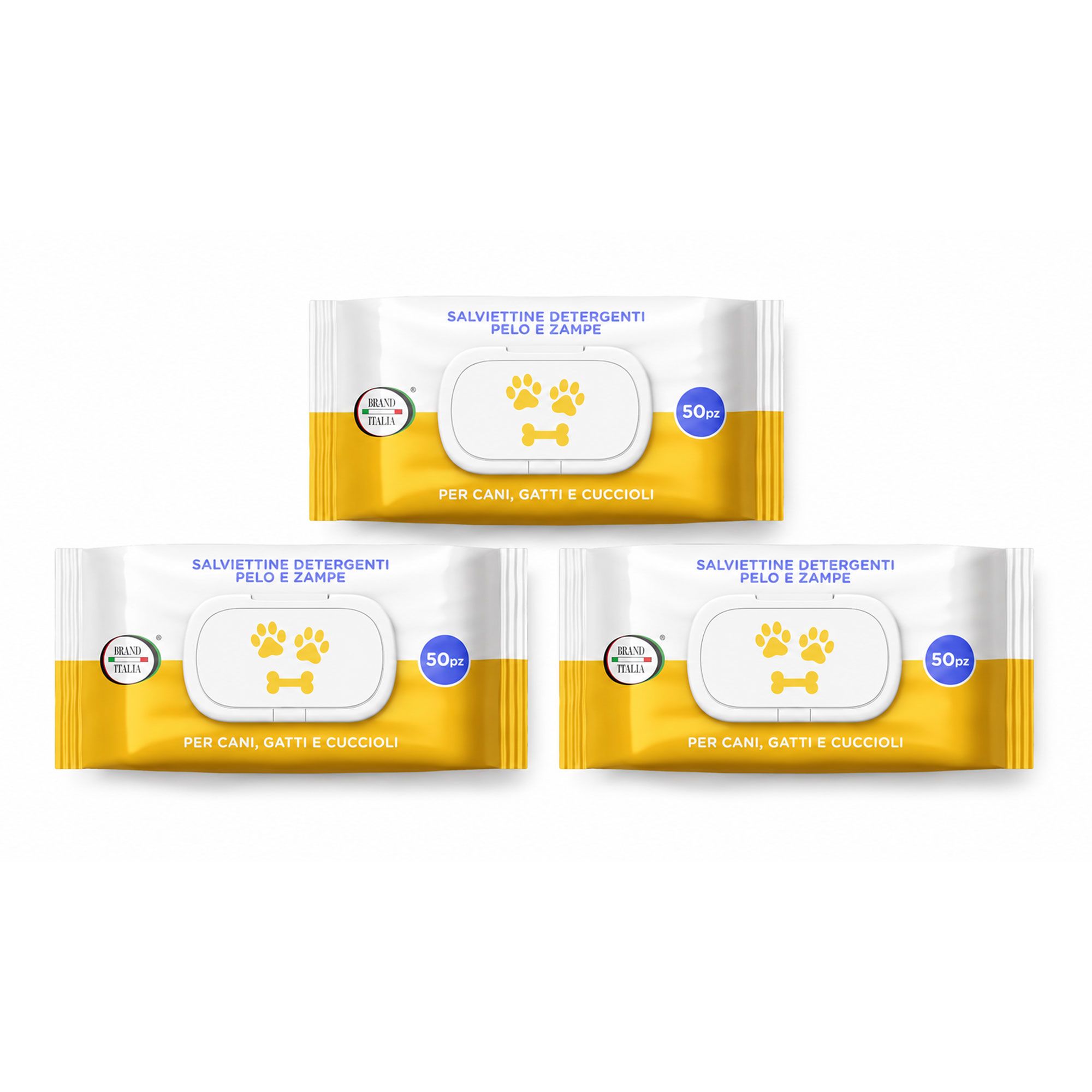 Brand Italia
Salviette monouso
detergenti pelo
e zampe (3x50pz)