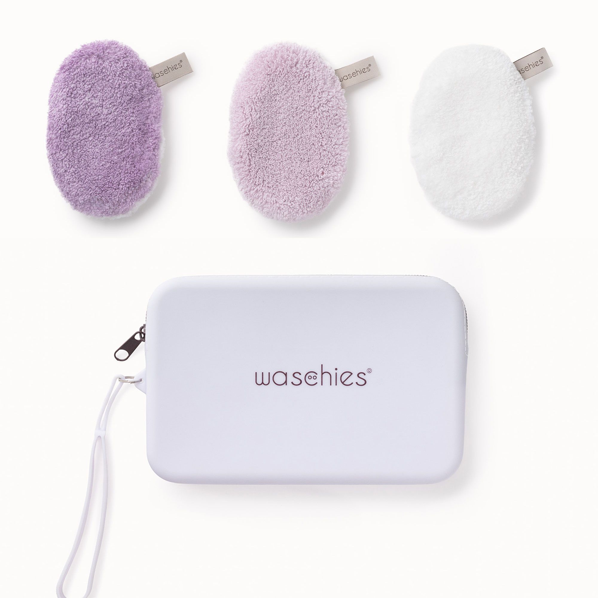 Waschies
Travel bag
con 3 dischetti
struccanti colorati