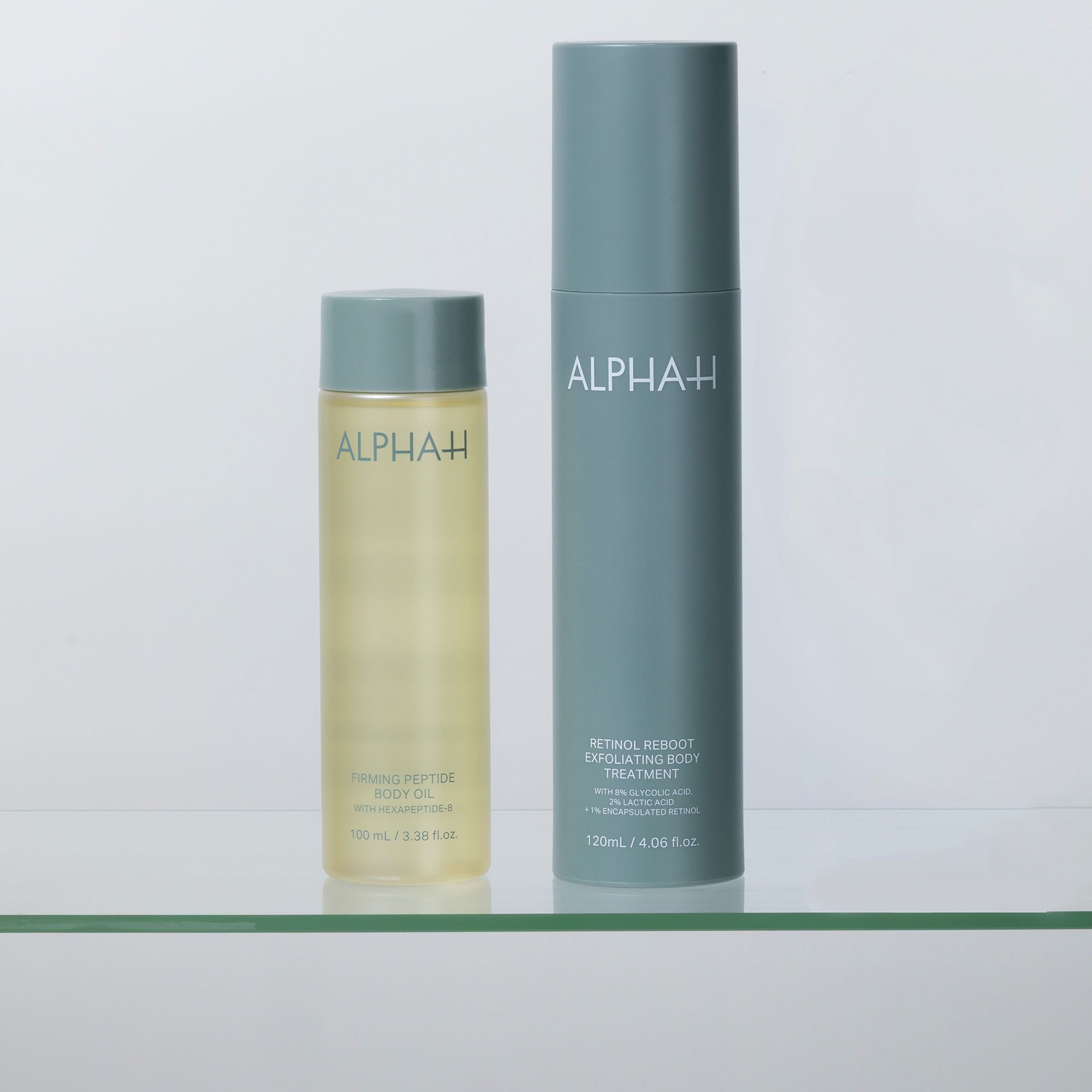 Alpha H
Kit corpo: esfoliante
con retinolo (120ml)
+olio peptidi (100ml)
