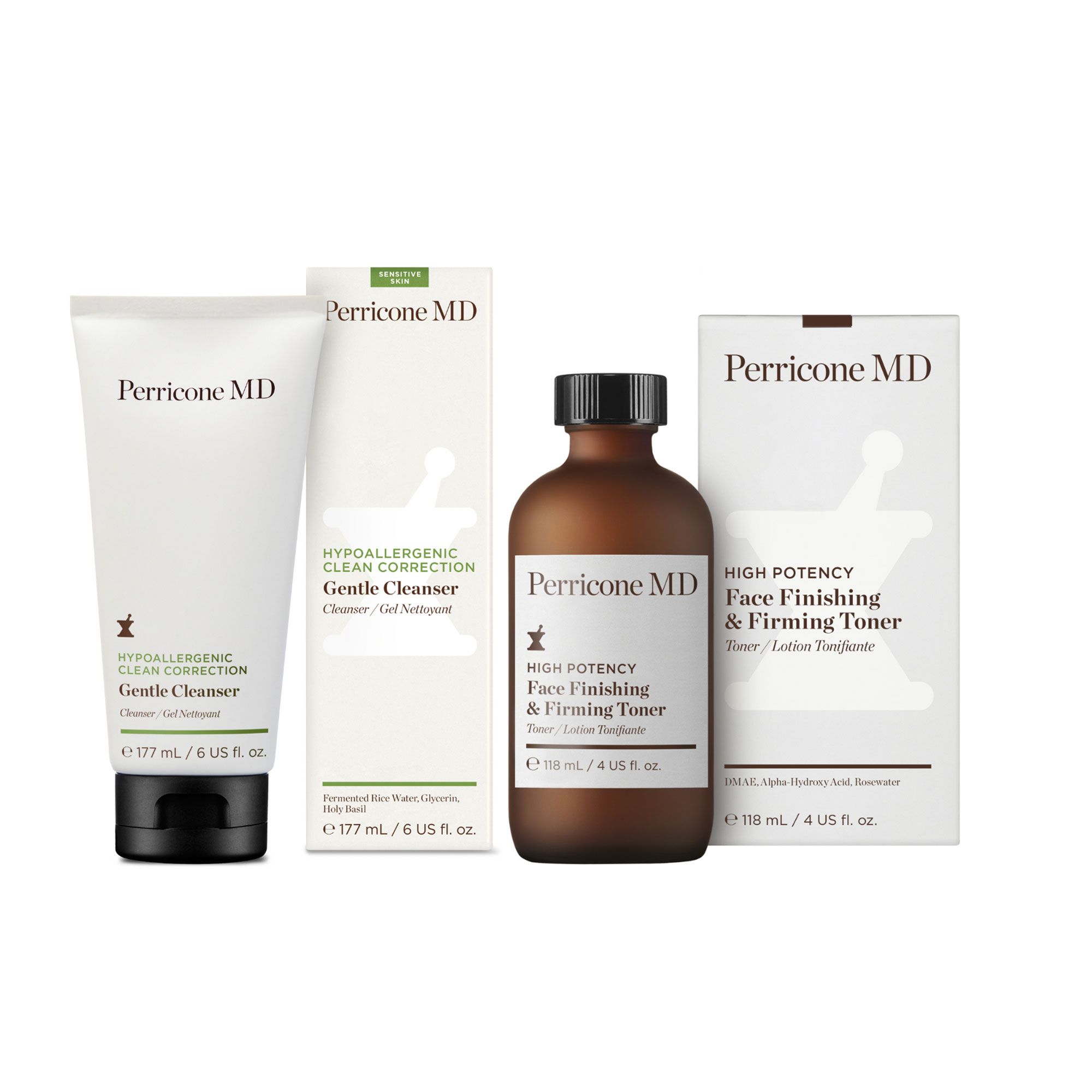 Perricone MD
Detergente delicato 
(177 ml) e tonico
alla rosa (118 ml)