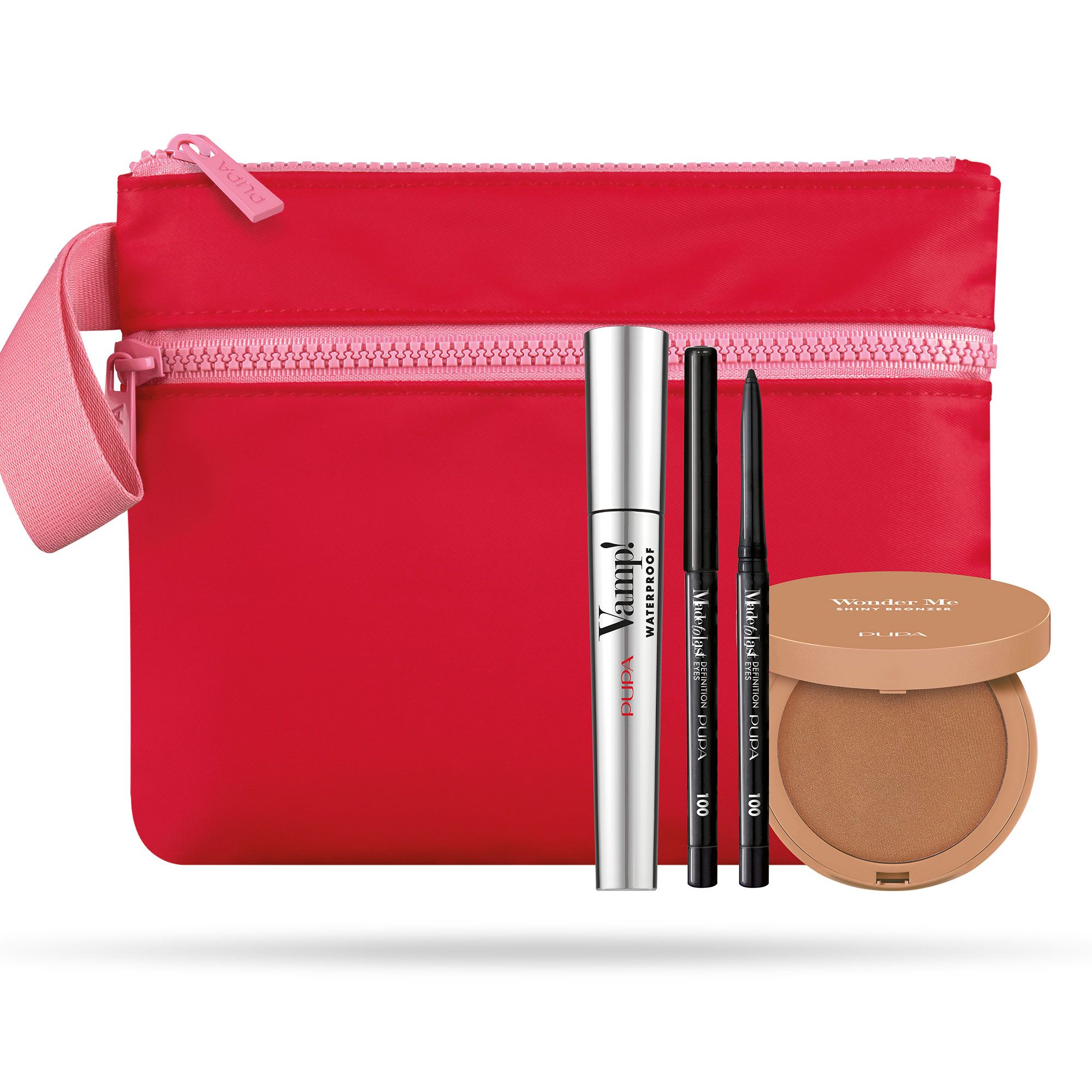 PUPA Milano
Bronzer, mascara
waterproof, matita
occhi e pochette