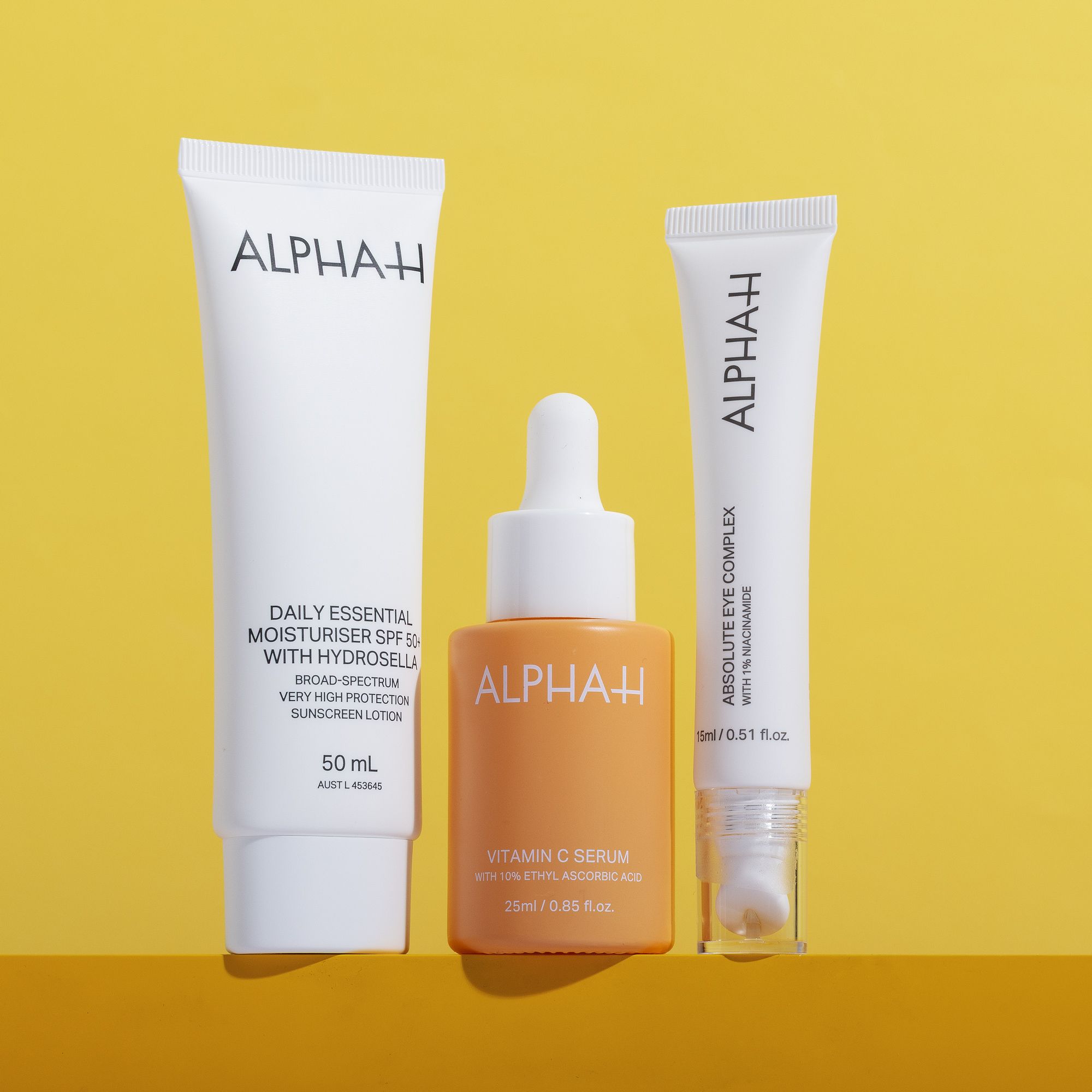 Alpha H
Kit giorno: idratante
SPF50+, siero occhi
e siero Vitamina C