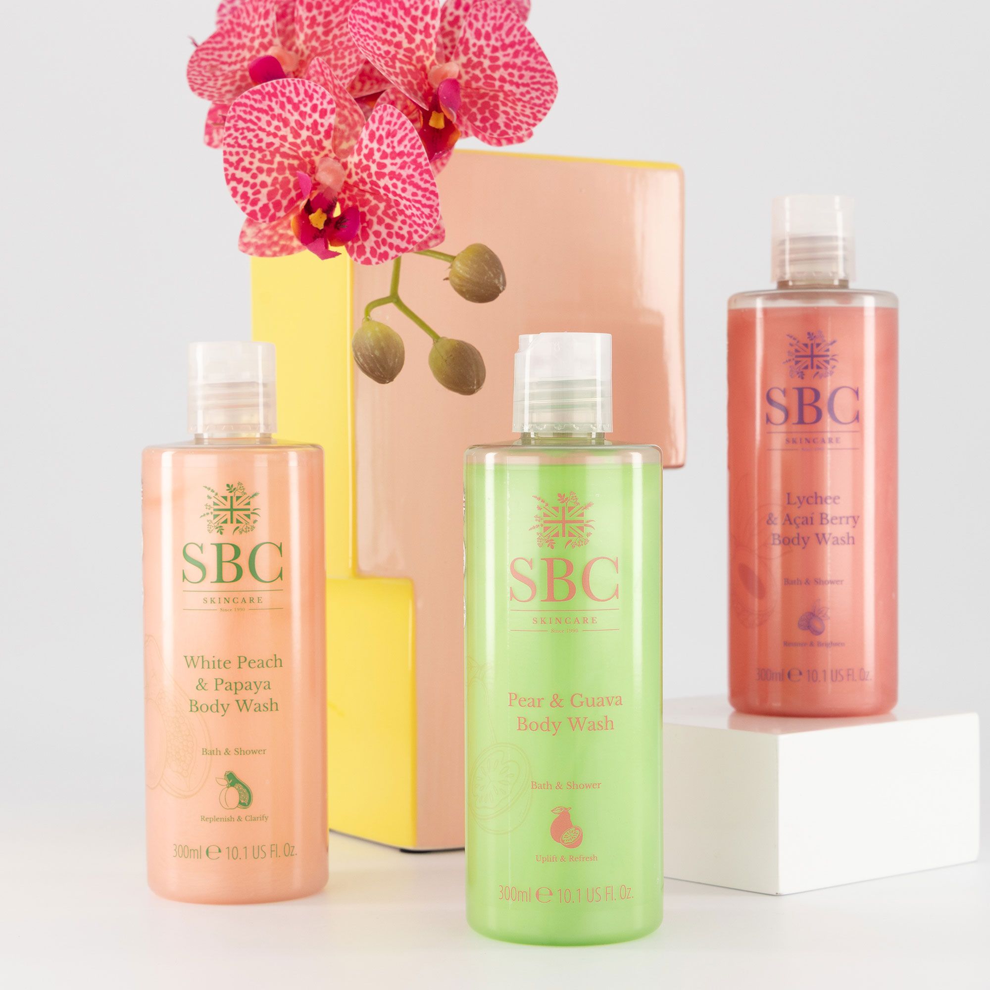 SBC Bagnoschiuma(3x300ml) Lychee&Acai, Pesca e Papaya, Pera&Guava