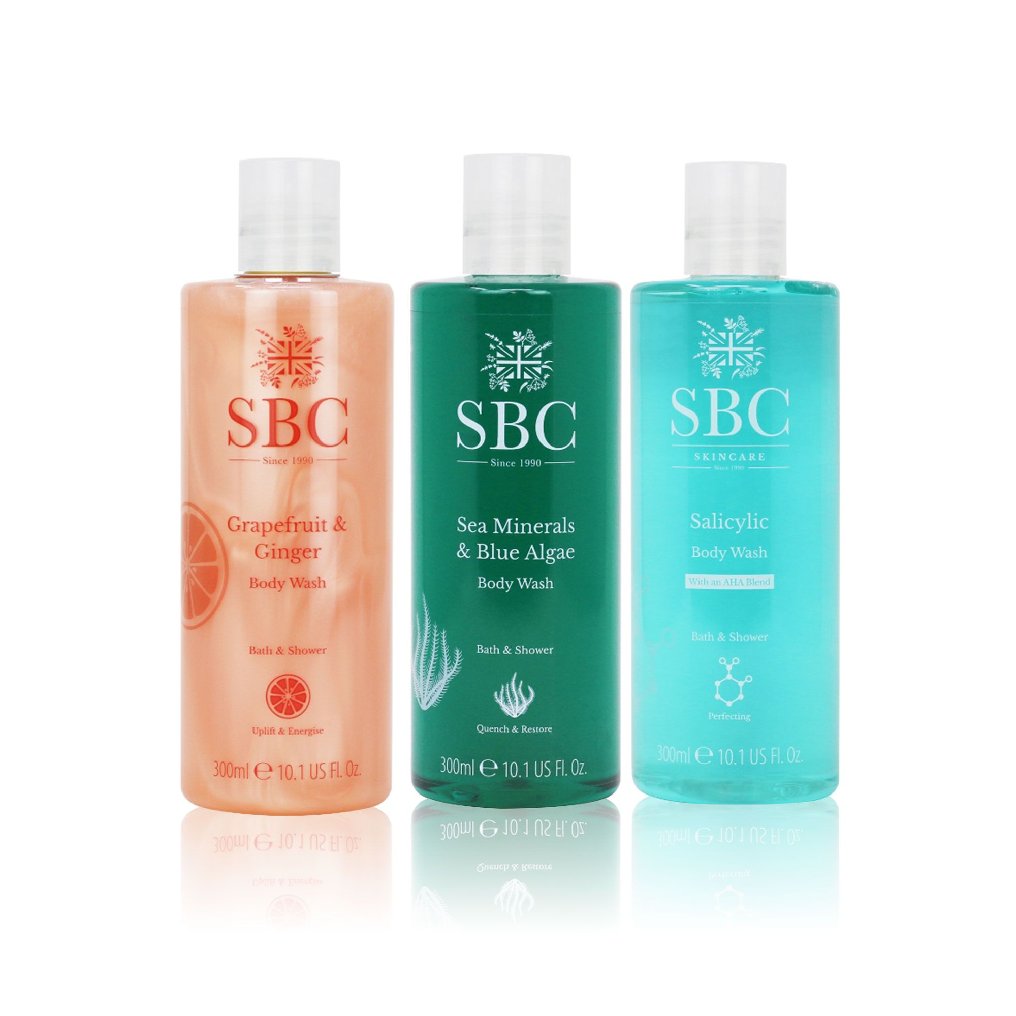 SBC
Kit bagnoschiuma
Alghe Blu, Pompelmo,
Salicylic (3x300 ml)