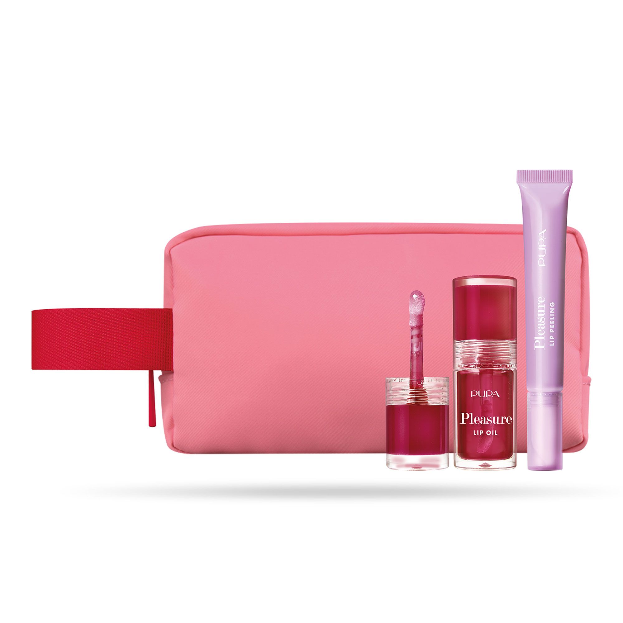 PUPA Milano
Kit labbra Pleasure:
peeling (9,5 ml),
olio (5 ml), pochette