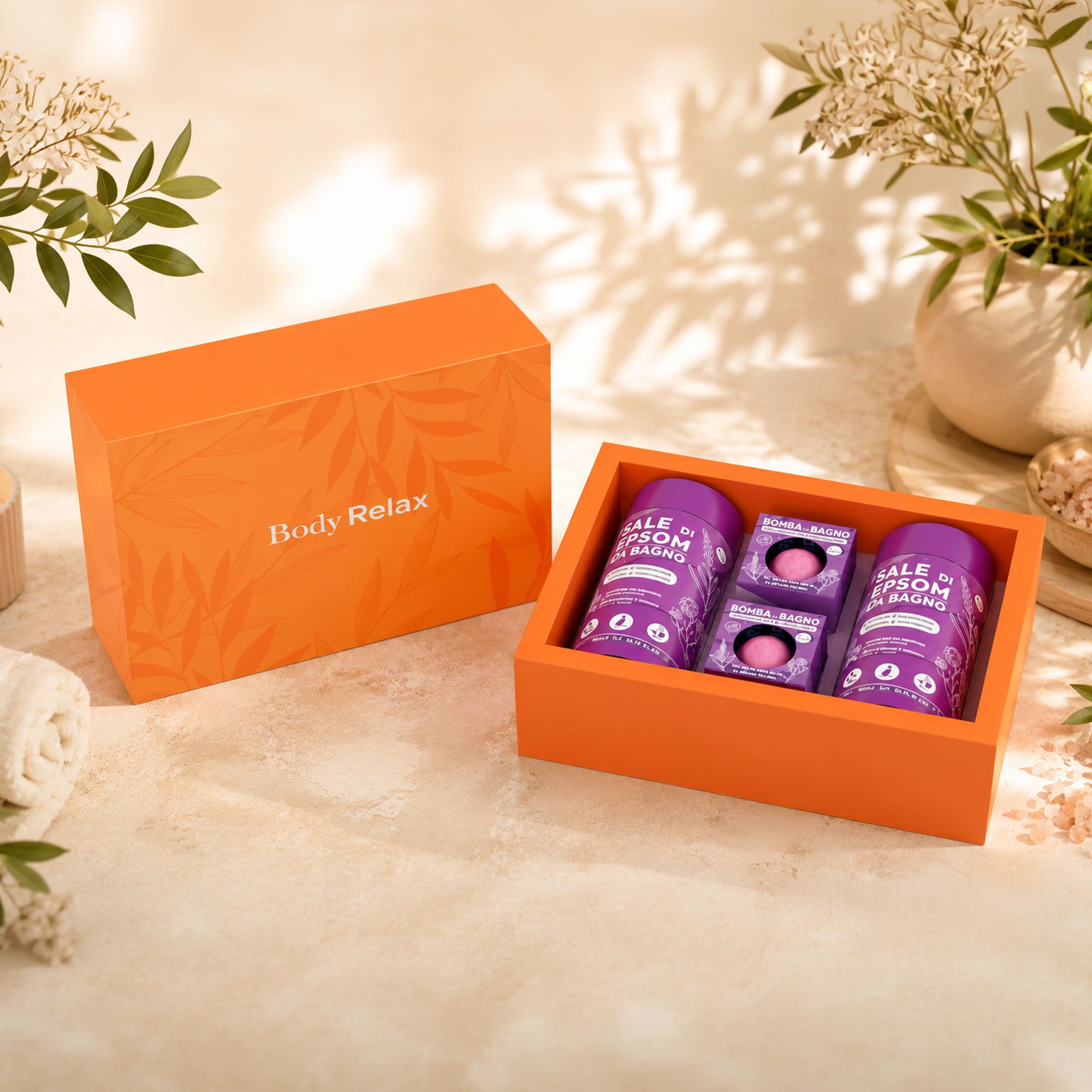 Brand Italia
Box Relax Lavanda
e Camomilla: 2 sali
Epson e 2 bombe bagno