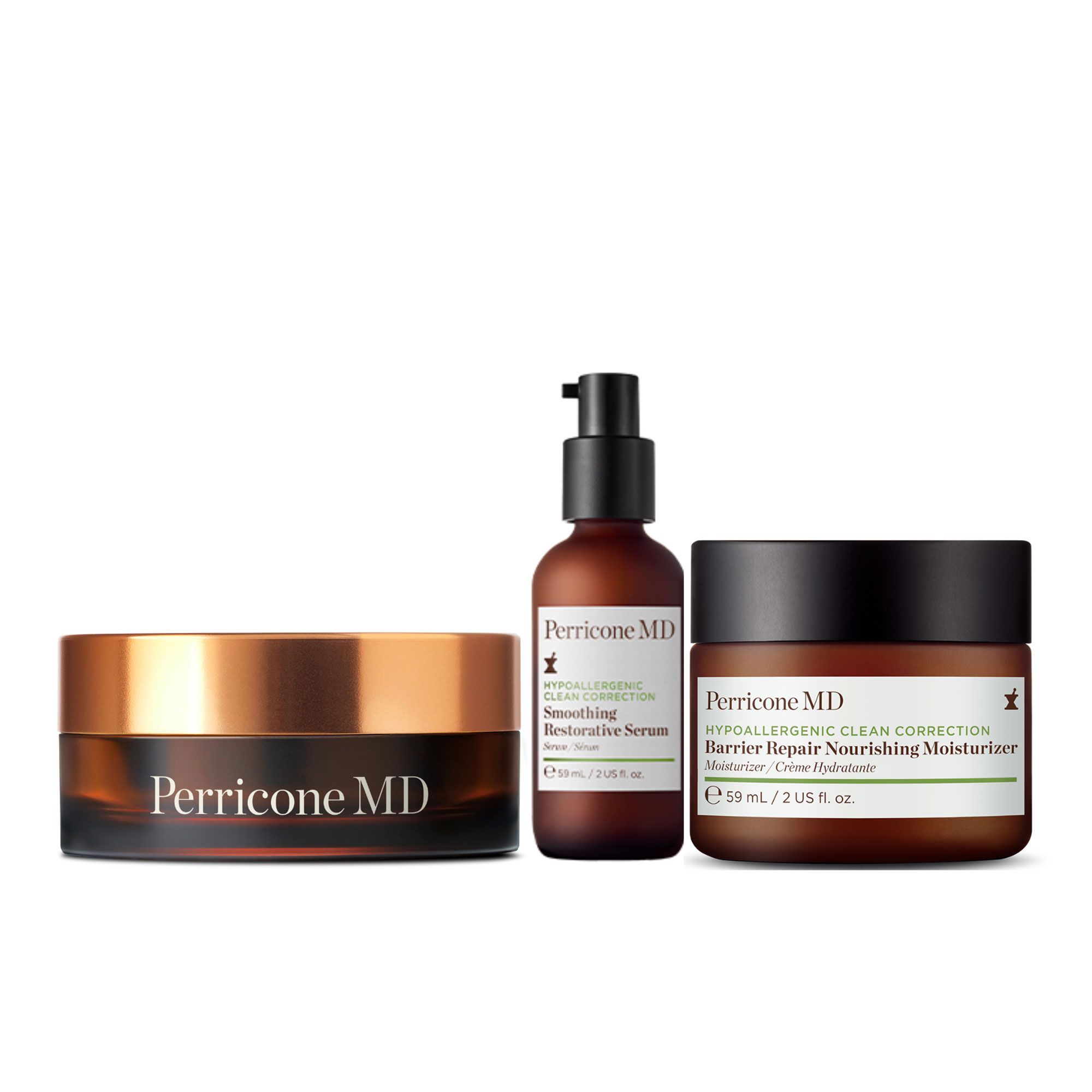 Perricone MD
Kit viso: crema e
siero Hypoallergenic,
detergente Essential
