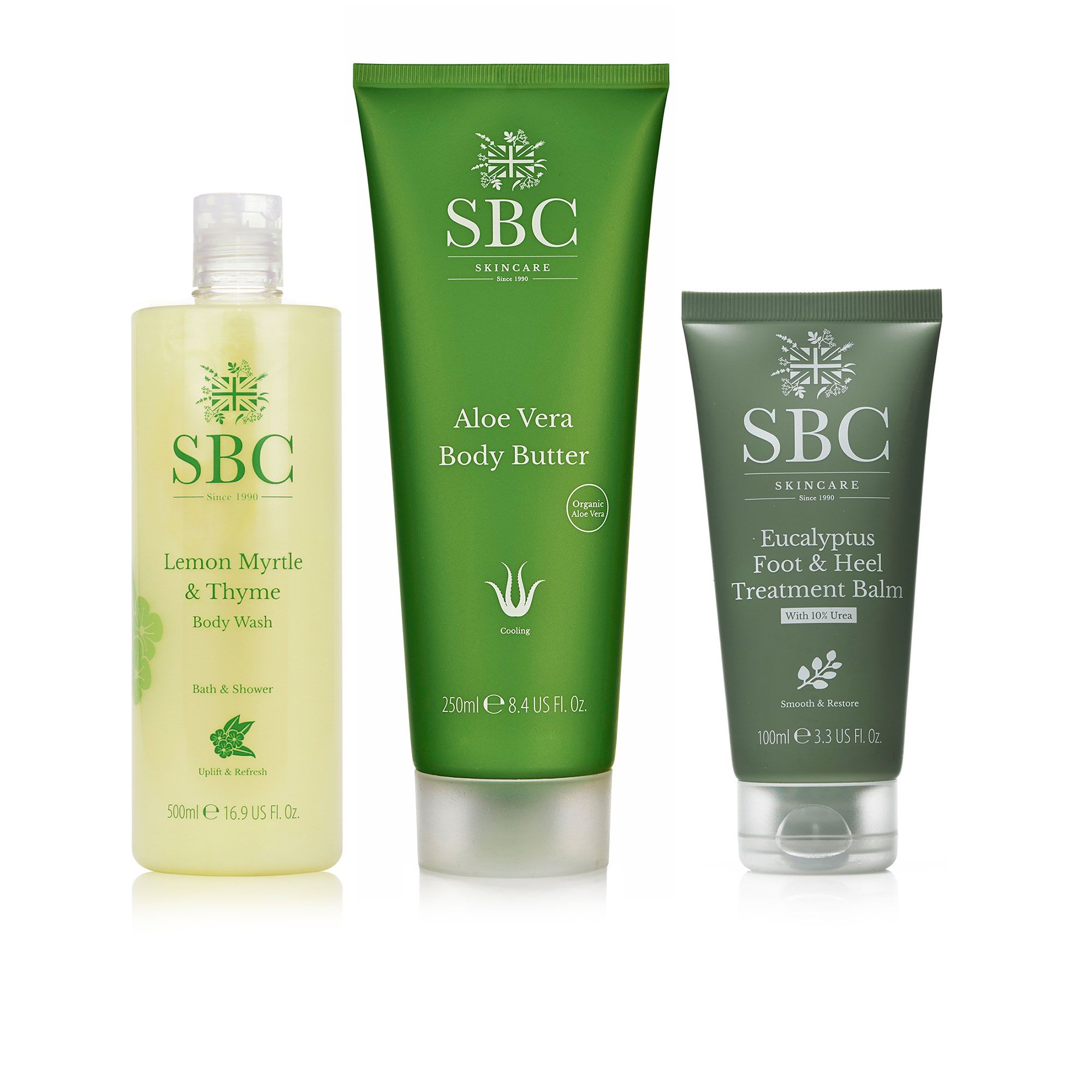 SBC
Trio corpo: burro
corpo, bagnoschiuma,
balsamo piedi