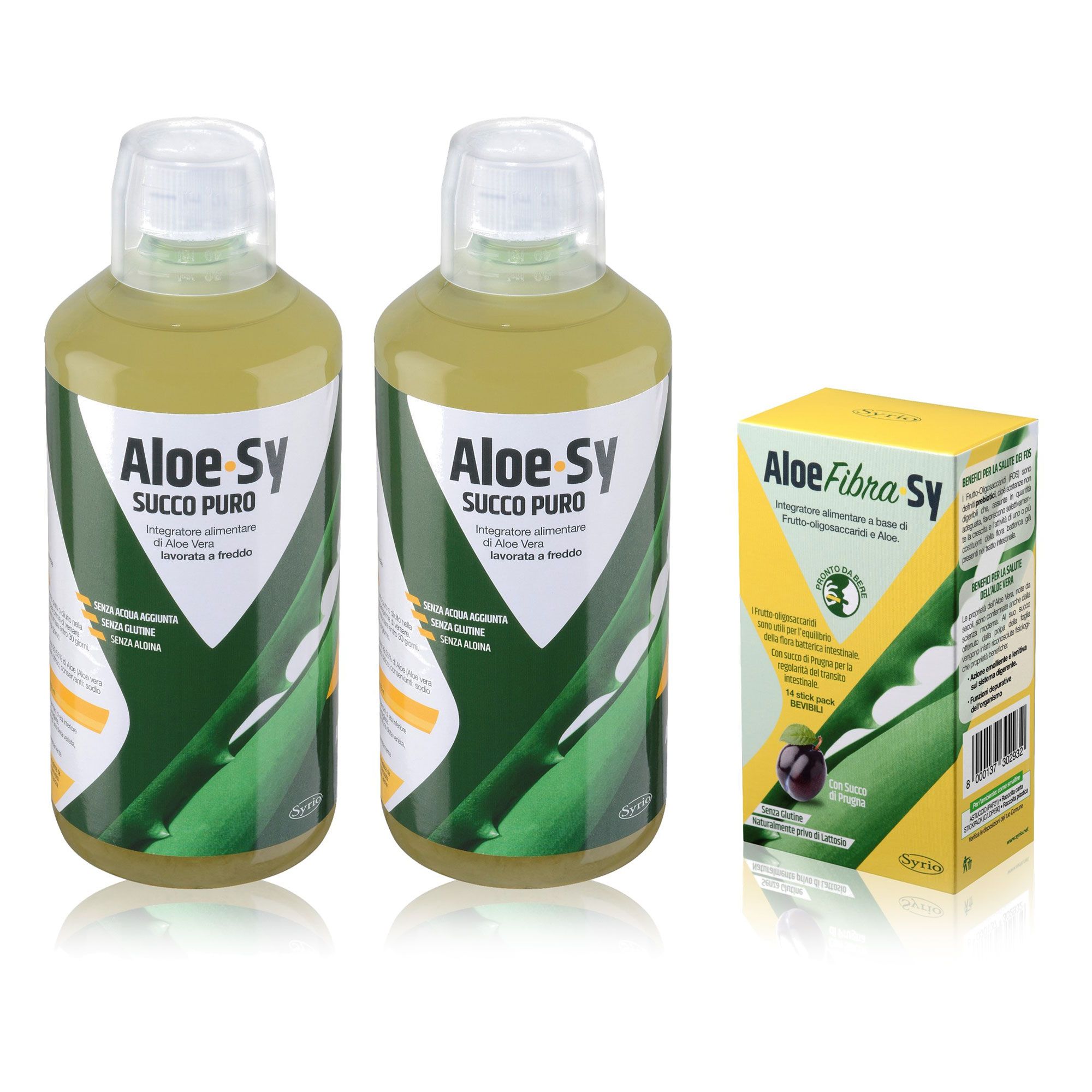 Syrio
Kit 3 integratori:
2 Aloe Sy Puro +
1 Aloe Fibra Sy