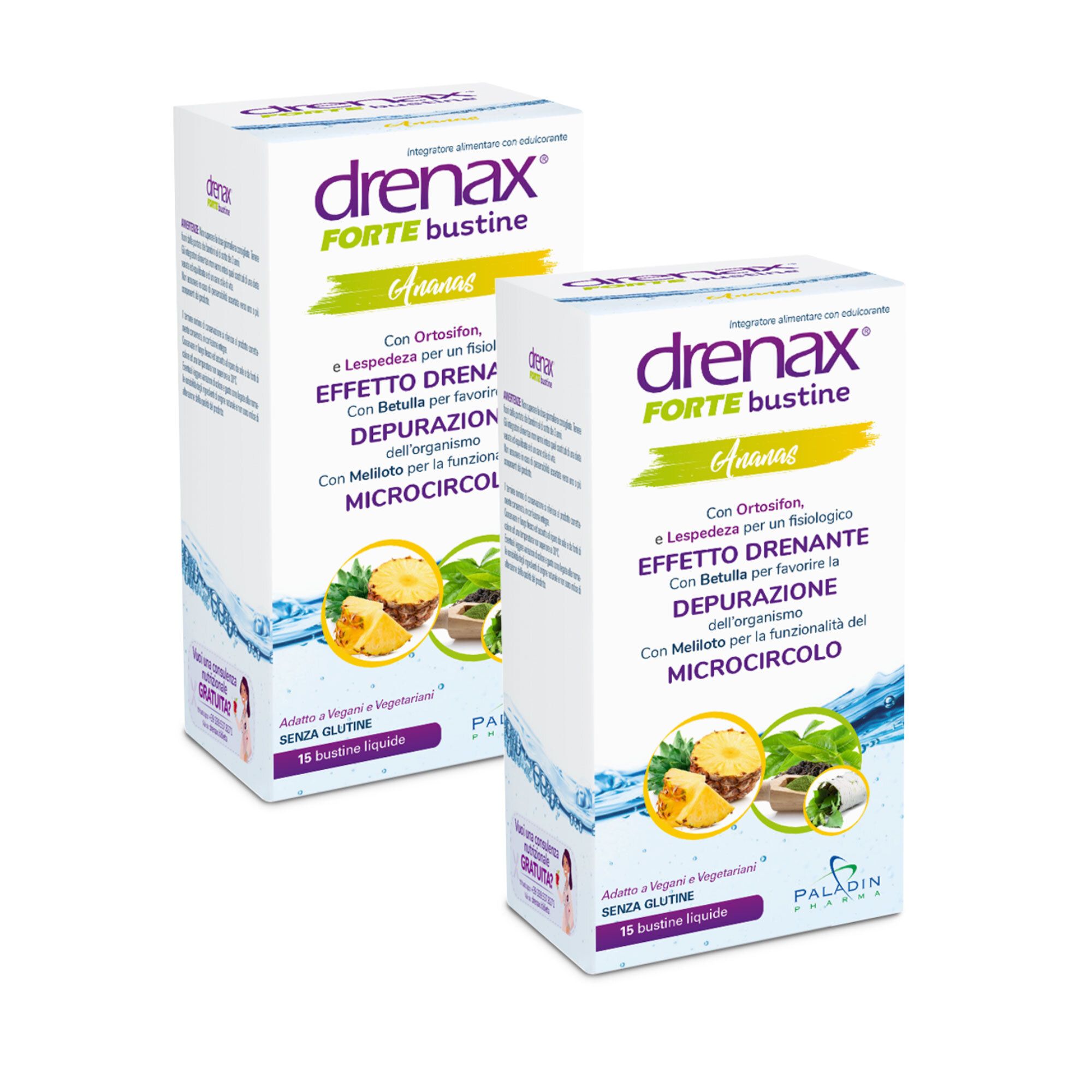 Image of Drenax Forte Ananas o Mirtillo&Uva Integratore alimentare (30 stick)061