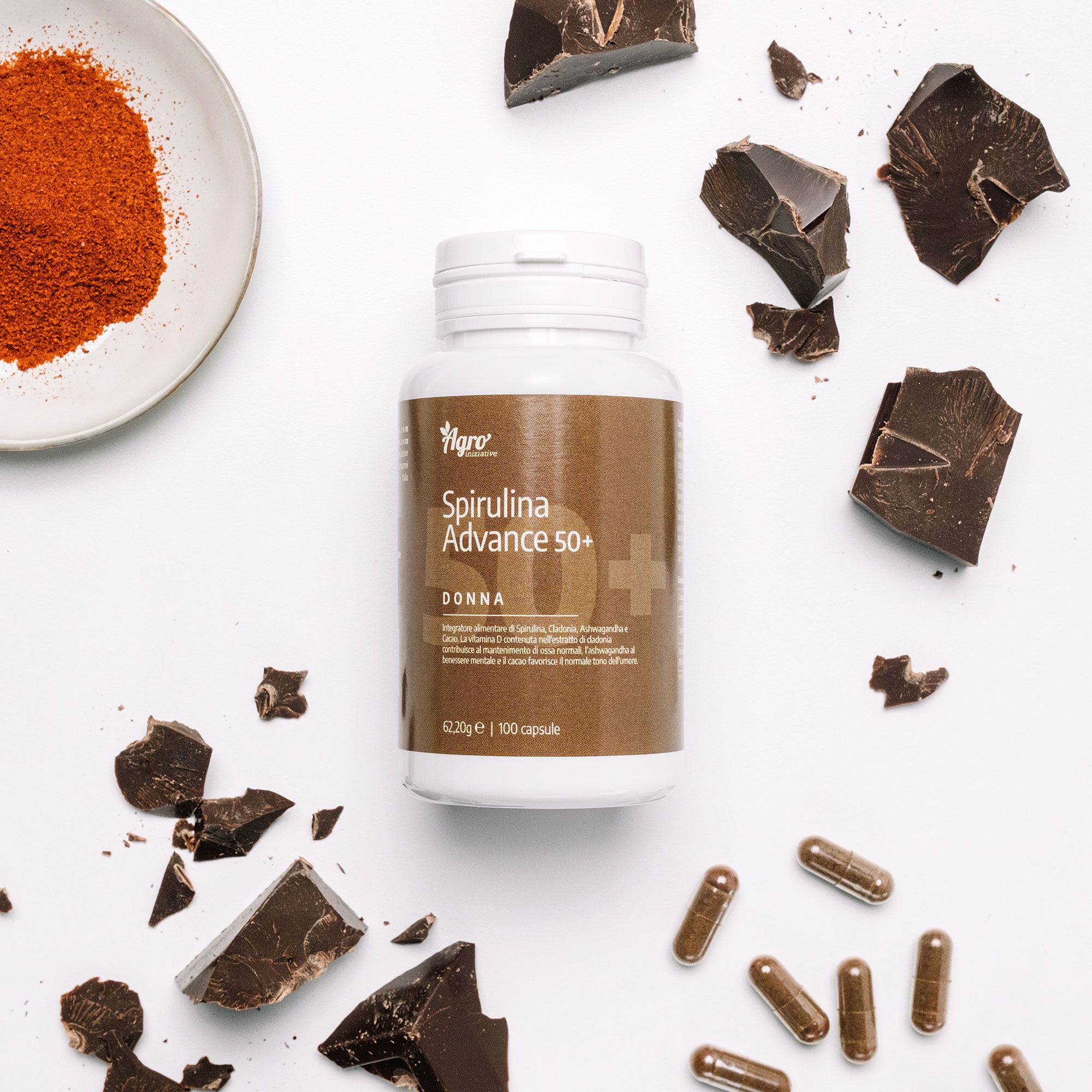 Agroiniziative
Integratore
Spirulina Advance 50+
Donna (100cps-62,20g)