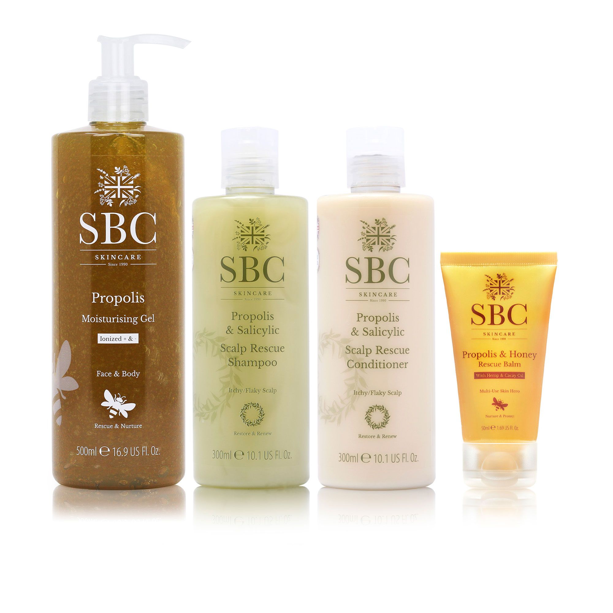SBC
Kit con Propoli:
shampoo, balsamo,
balsamo corpo, gel