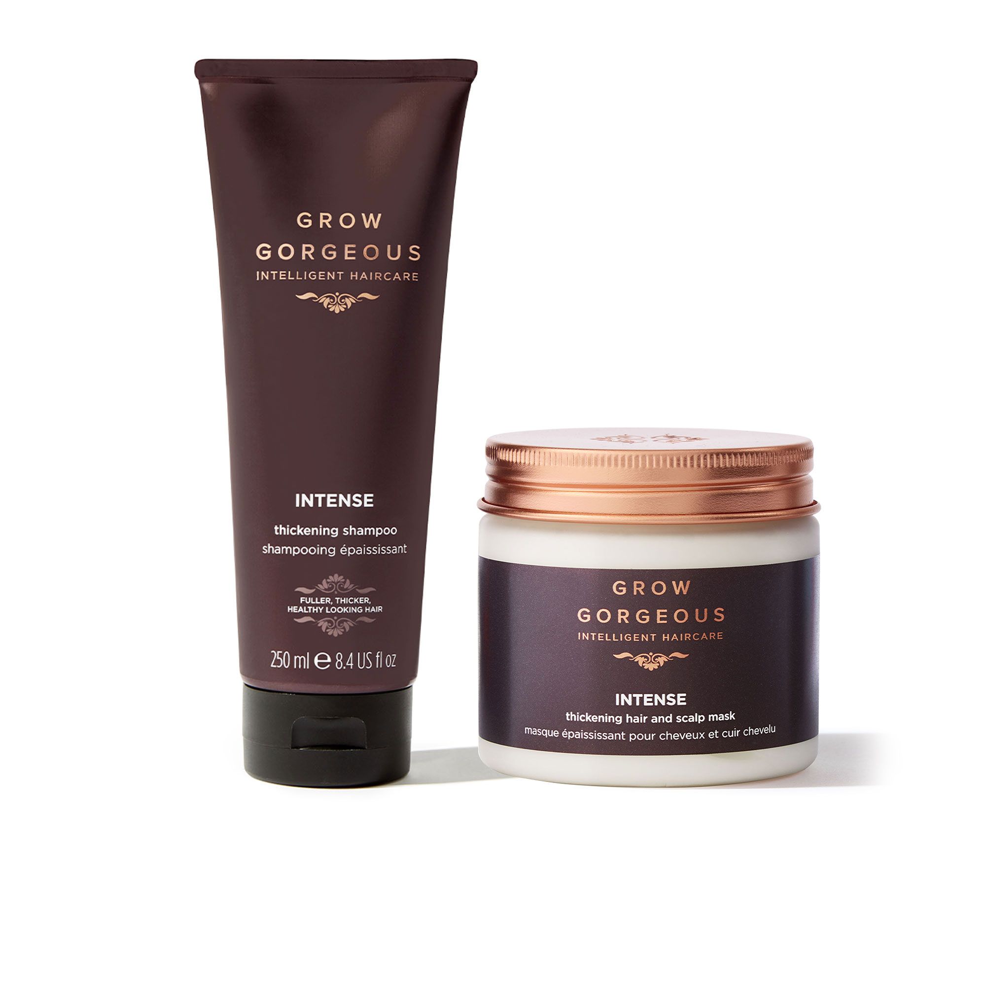 Grow Gorgeous
Kit Intense:
maschera (200 ml)
e shampoo (250 ml)