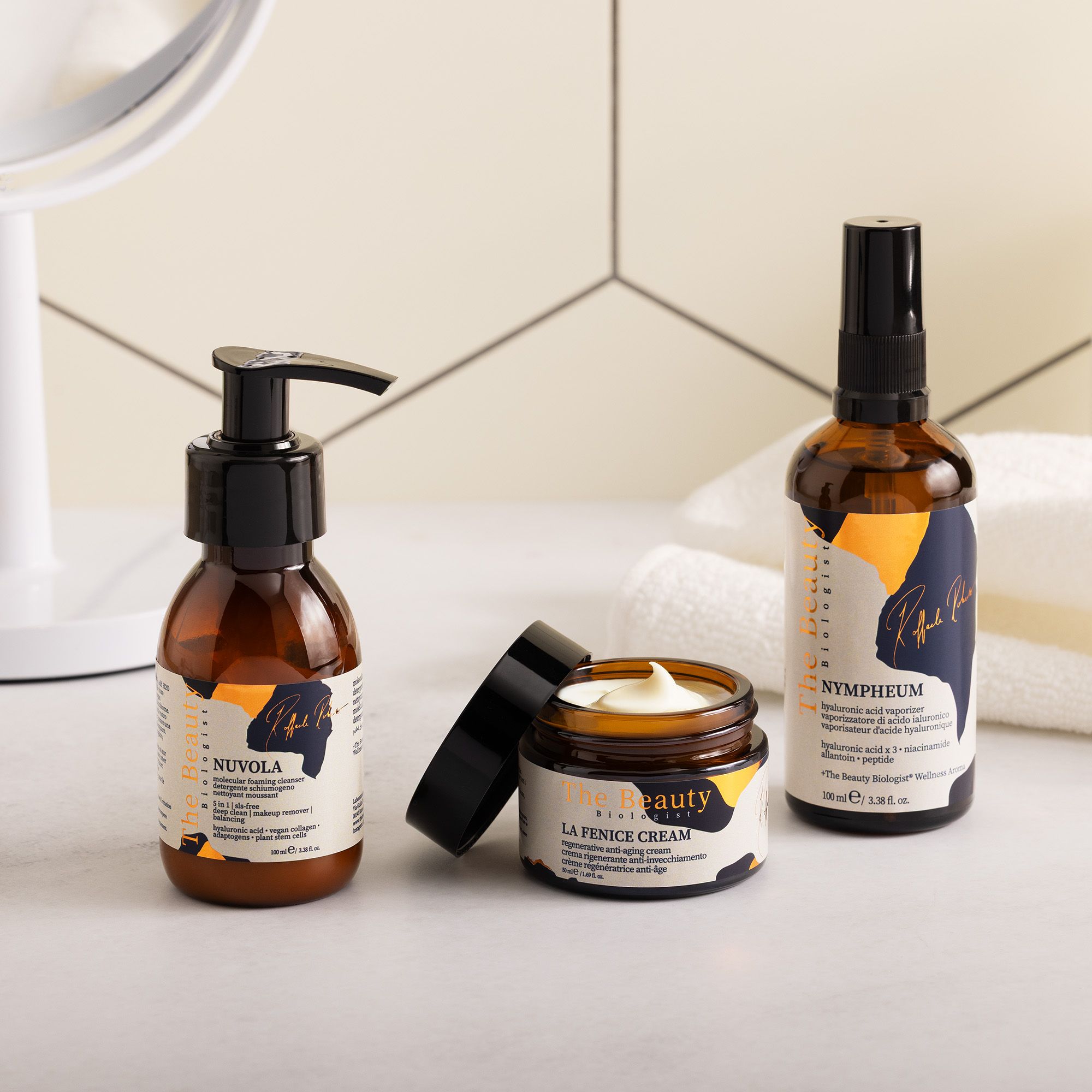 The Beauty Biologist
Detergente Nuvola,
crema La Fenice e
spray viso Nympheum