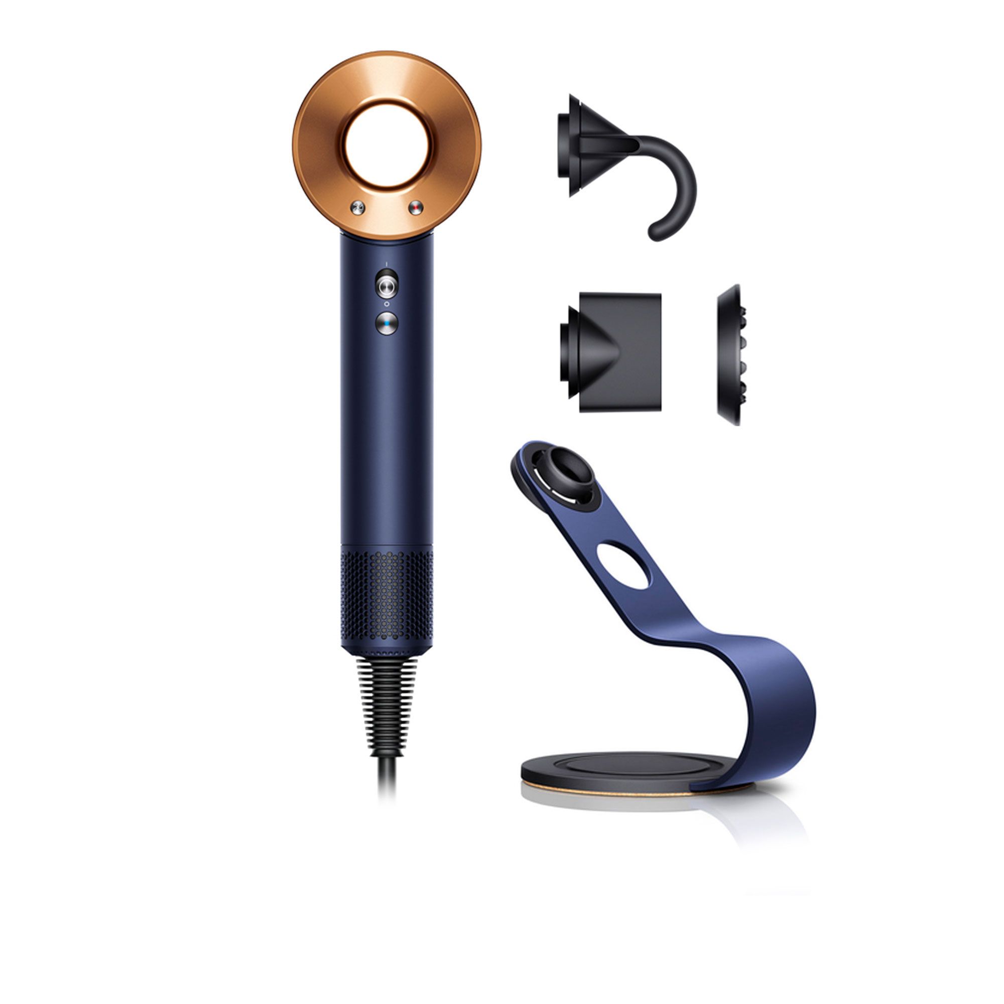 Dyson
Supersonic™
blu di Prussia/Rame 
+ accessori e stand