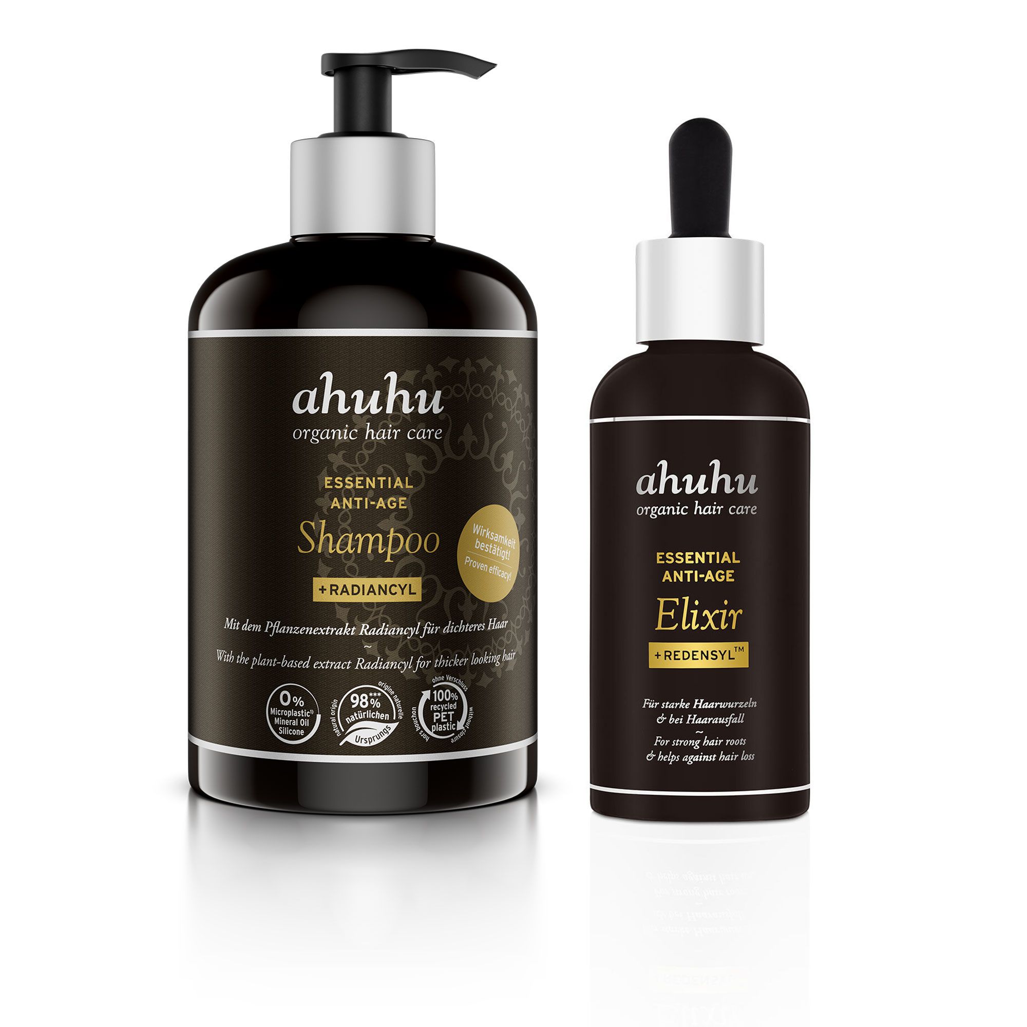 QVC Ahuhu Duo capelli Essential Anti Age: shampoo e Elixir