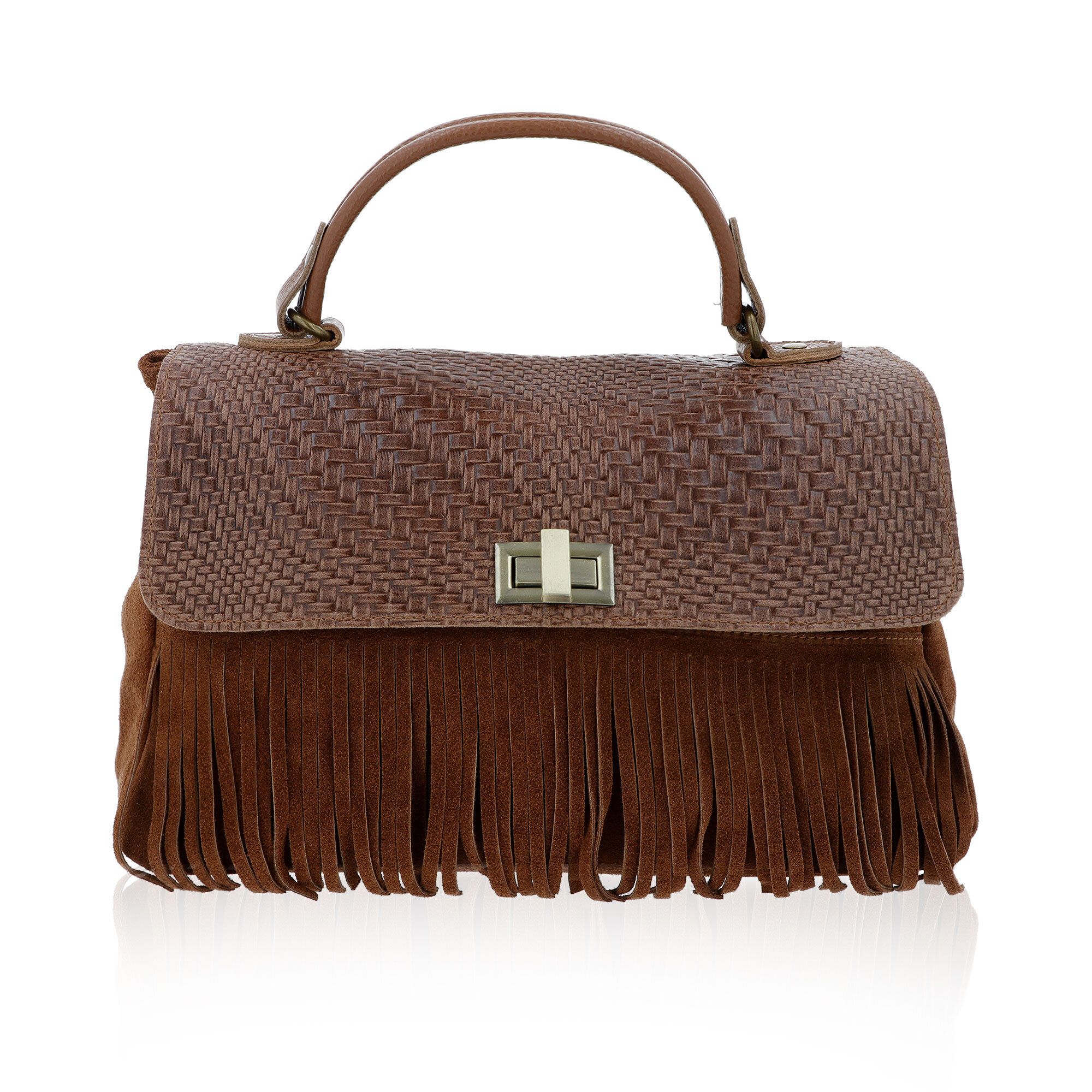 Le Corone Bags Borsa "LOLO'" Pelle scamosciata Patta intrecciata Made in Italy
