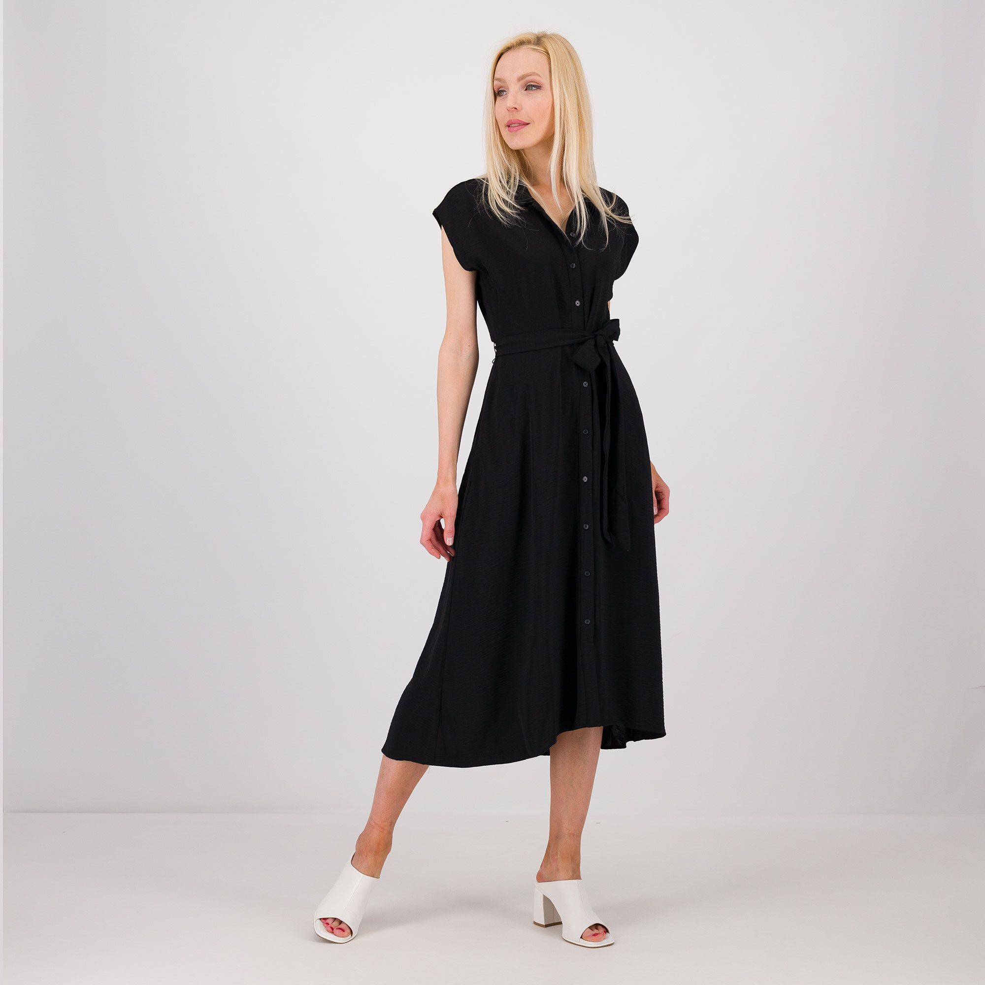 Nina Leonard Abito chemisier midi con maniche corte ad aletta