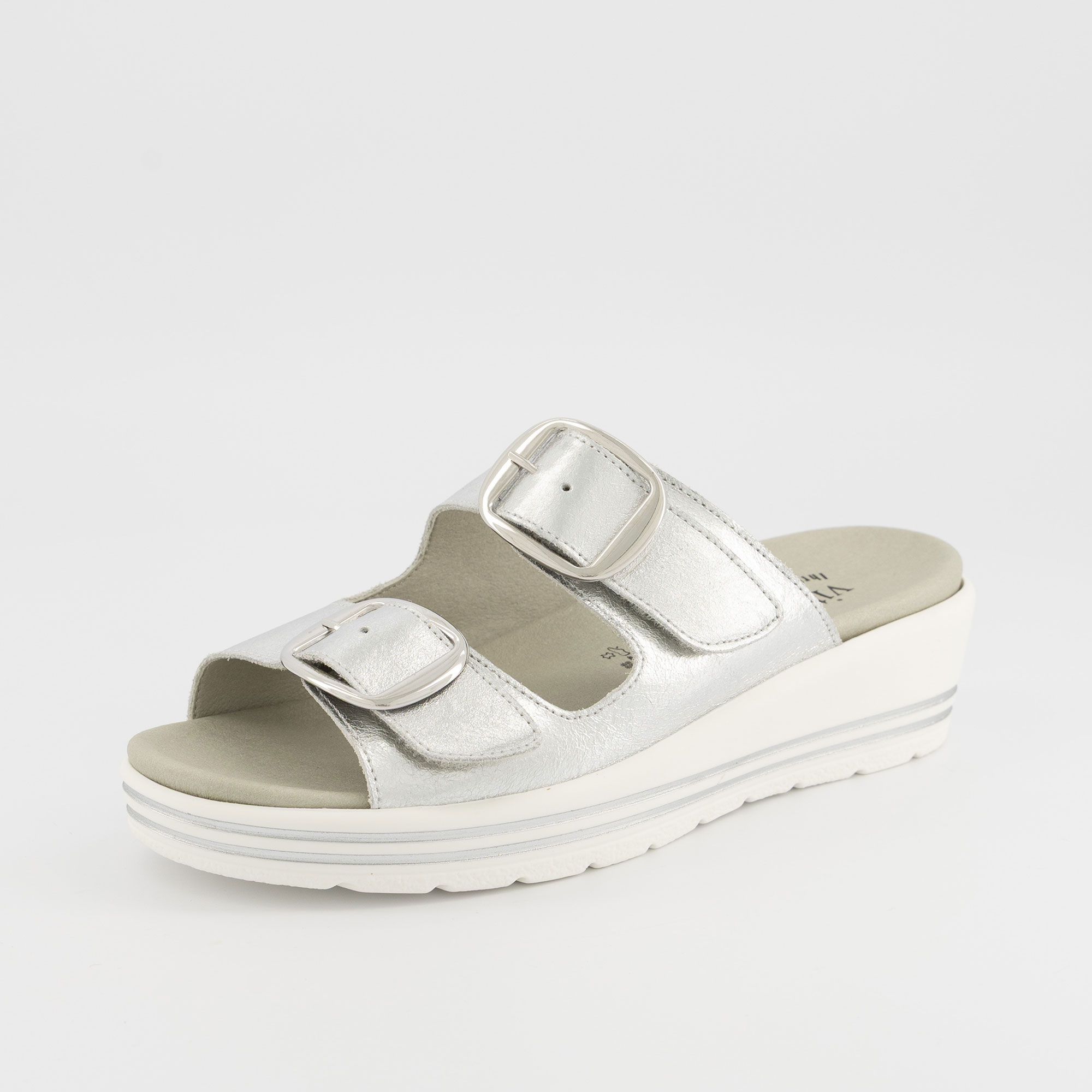Vitaform
Ciabatte in pelle
metalizzata con
suola 4,5 cm