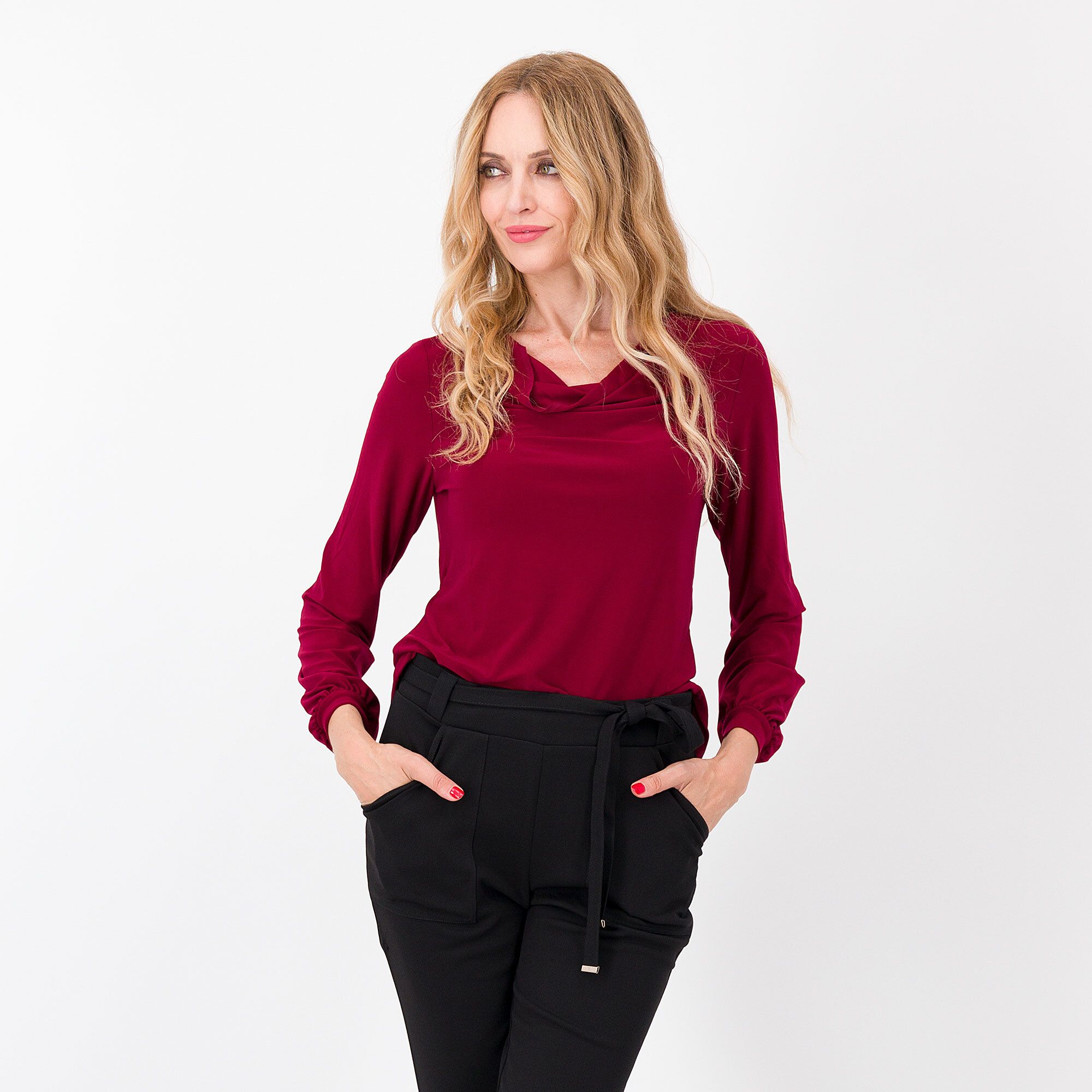 Nina Leonard Maglia con scollo drappeggiato