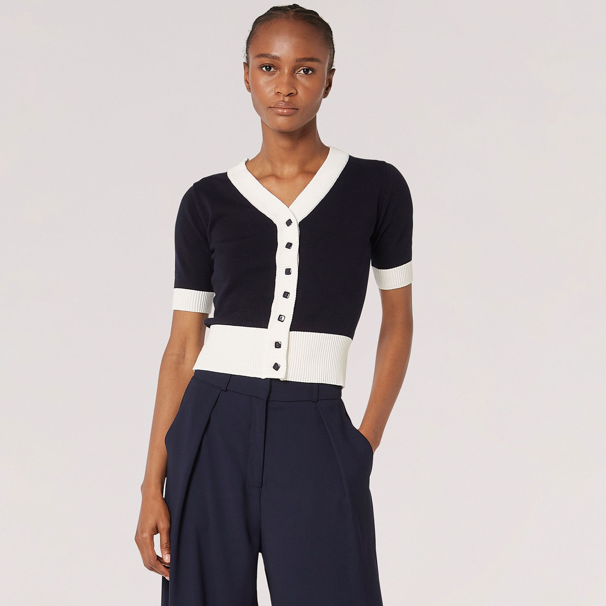 APRICOT Cardigan cropped con manica corta e bottoni