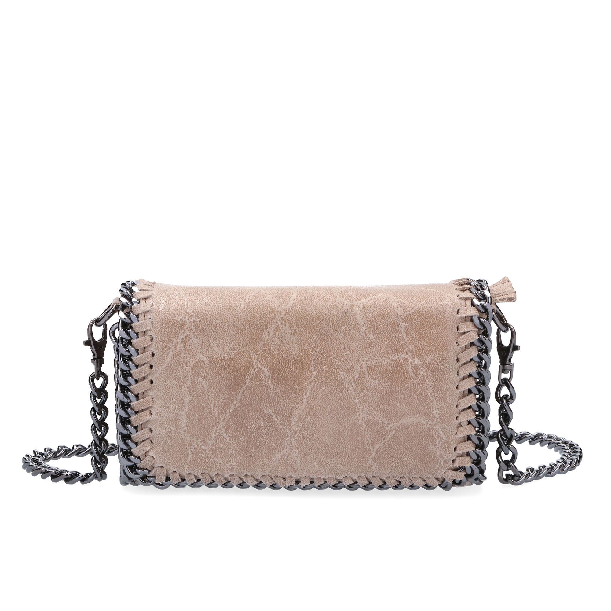 Le Corone Bags
Borsa a tracolla
in pelle decorata
con catena sul bordo