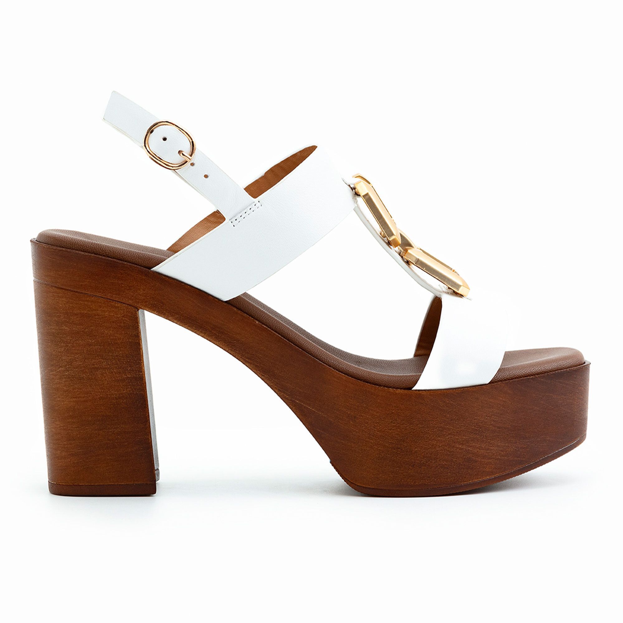 Galieti Sandali a T in pelle con tacco 10 cm e plateau 3,5 cm