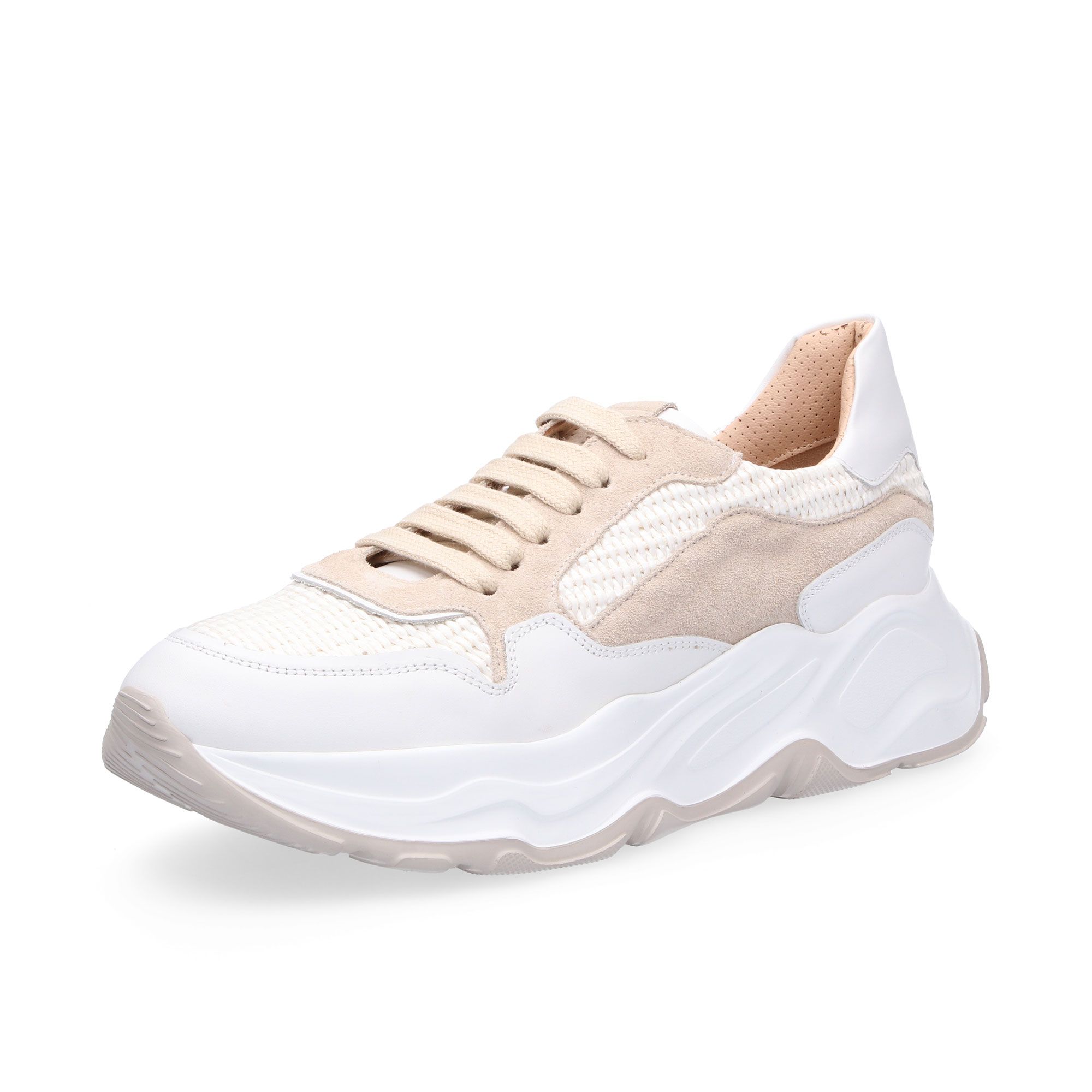 Faire
Sneakers stringate in
pelle con inserti in
rafia e scamosciati