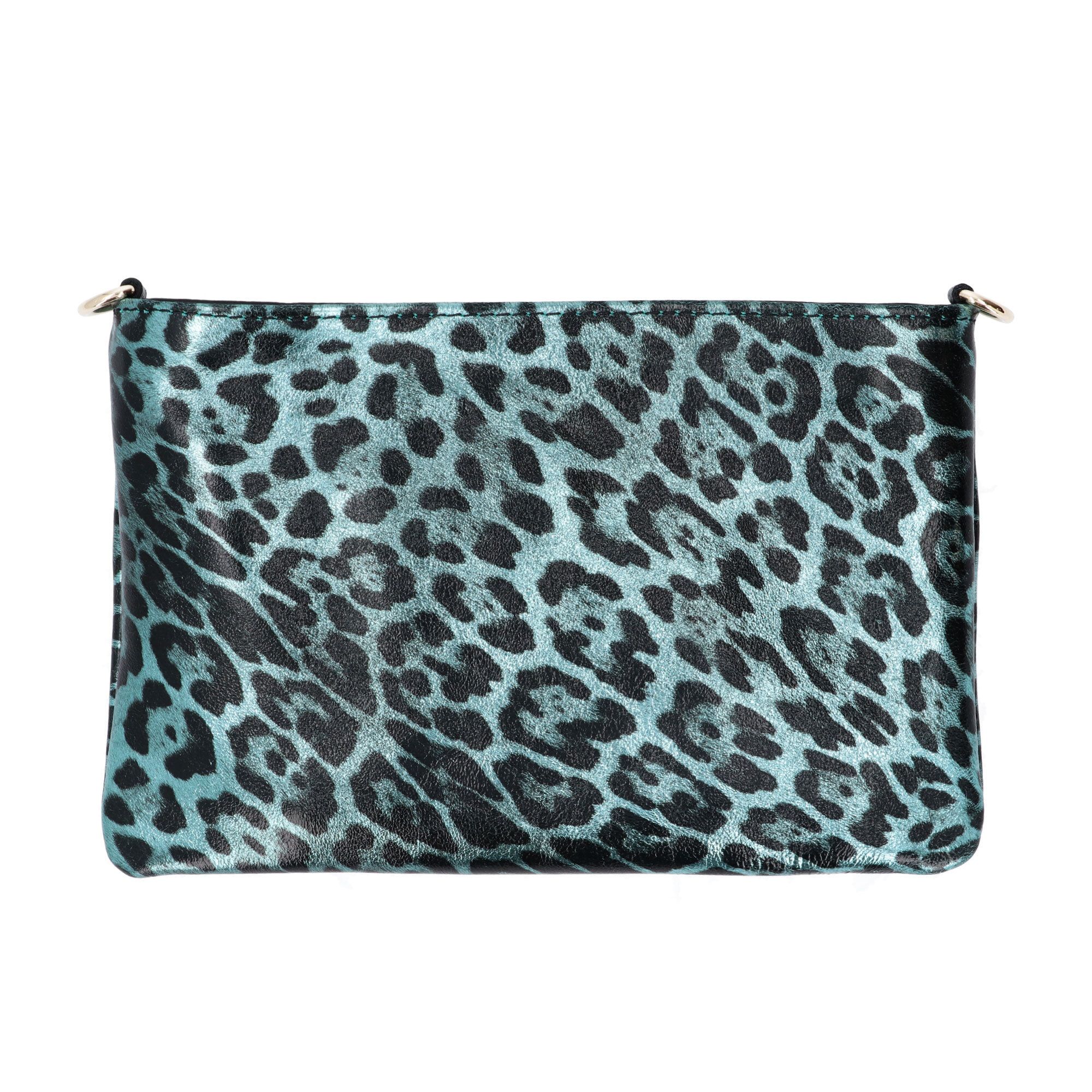 Le Corone Bags
Borsa/pochette in 
pelle con stampa leo
e tracolla removibile