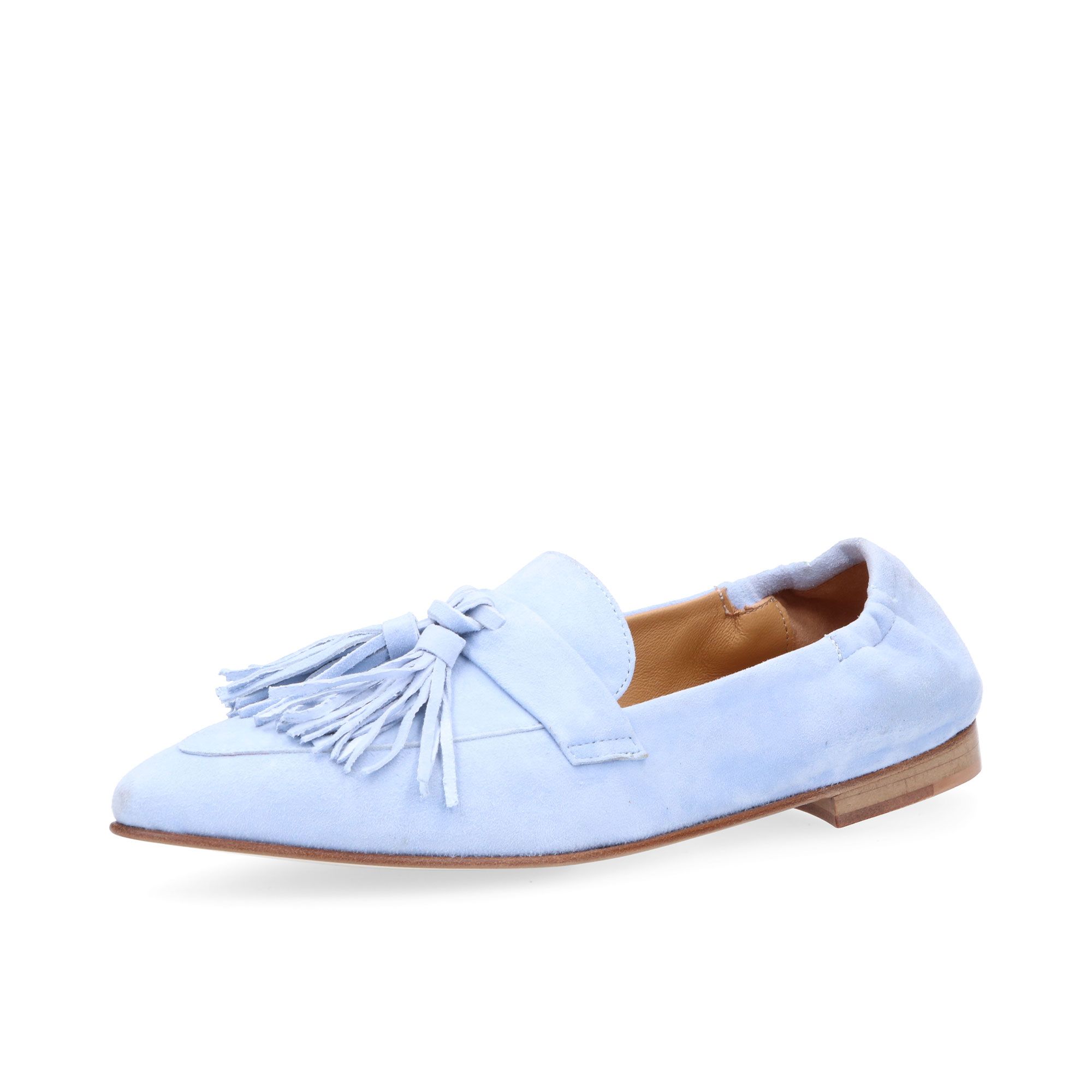 Galieti
Mocassini in pelle
scamosciata con
nappine e tacco 1,5cm